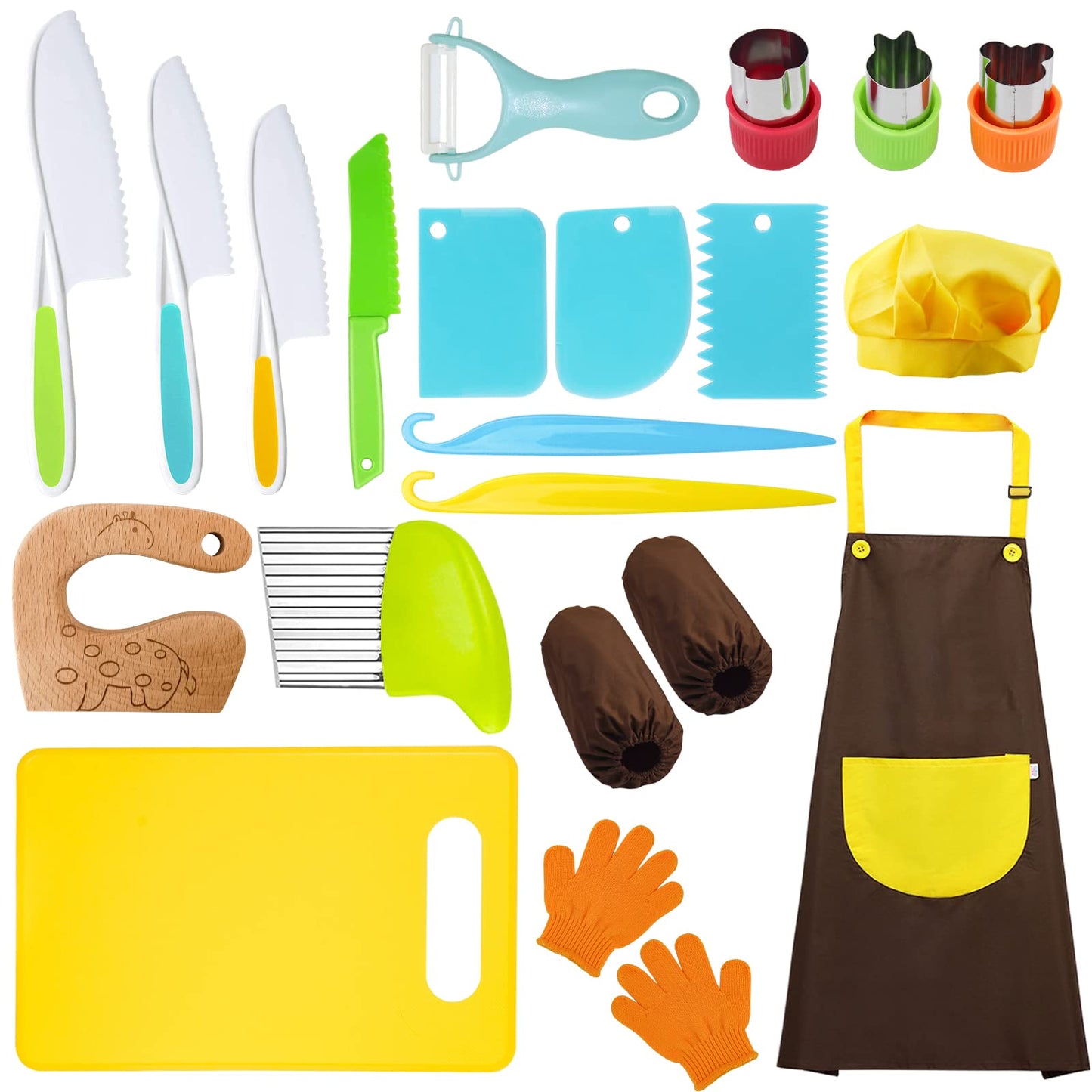 RISICULIS 21-Piece Toddler Knife Set – Safe Kid-Friendly Kitchen Tools