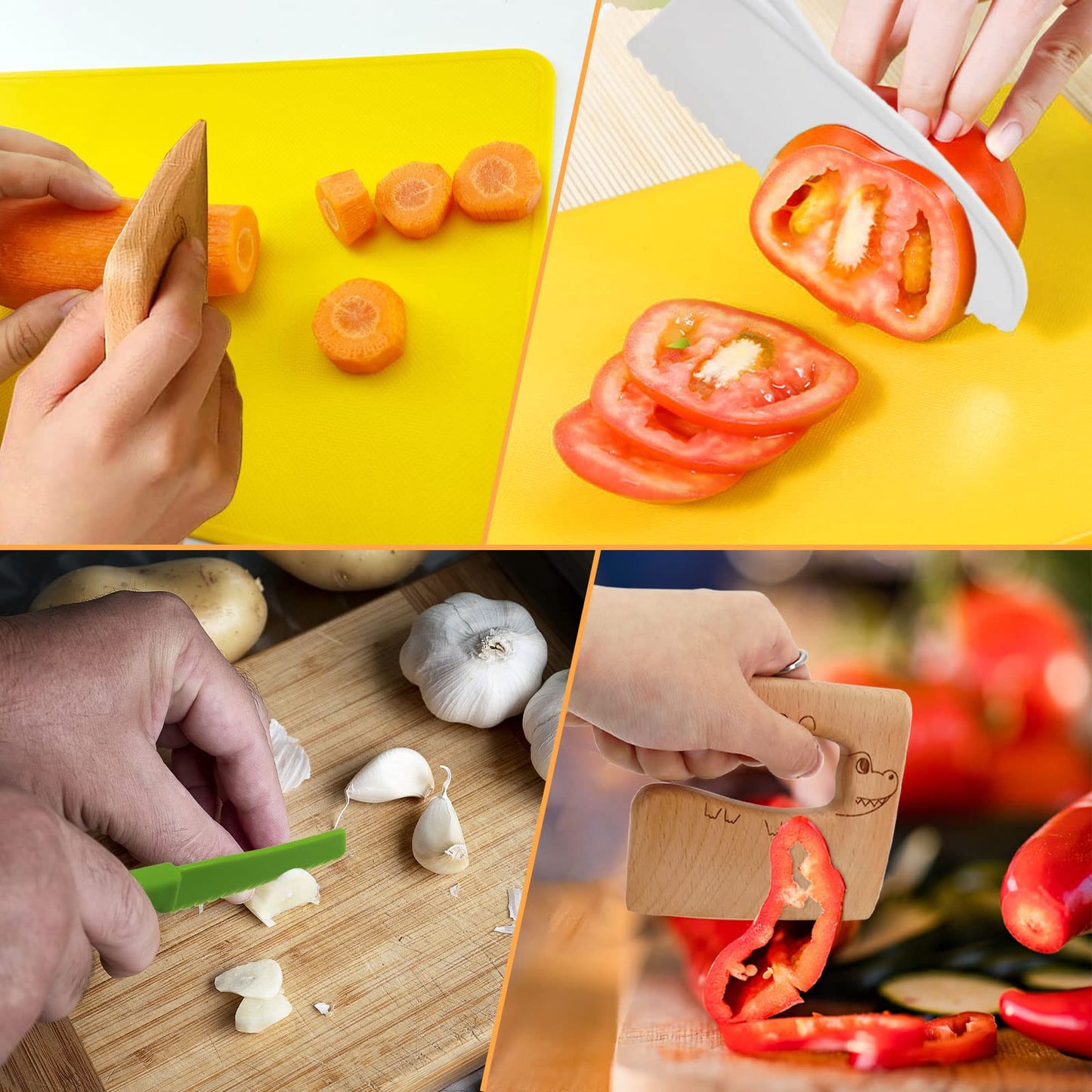RISICULIS 11-Piece Wooden Kids Kitchen Knife Set – Safe, Montessori-Style Tools for Toddlers