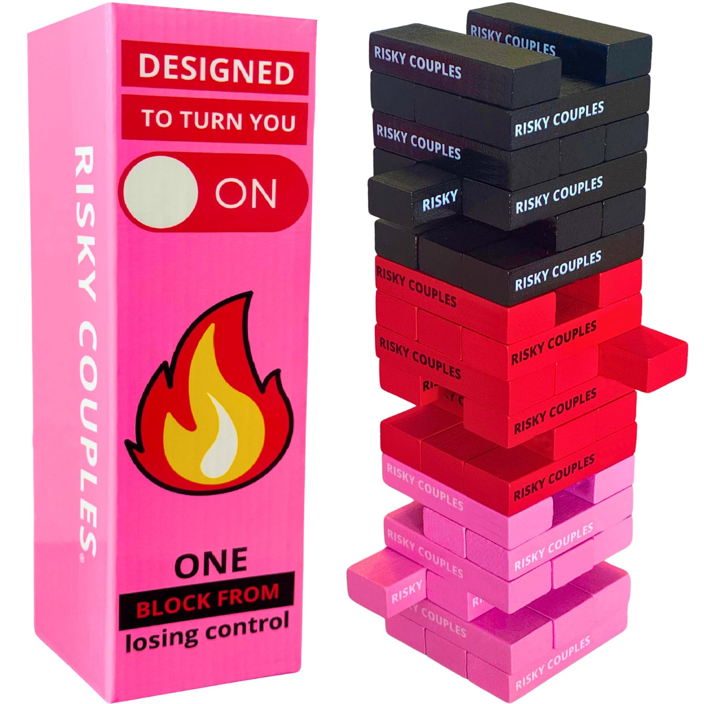 RISKY COUPLES Stacking Tower Game – 54 Dares for Couples | Romantic Date Night Gift