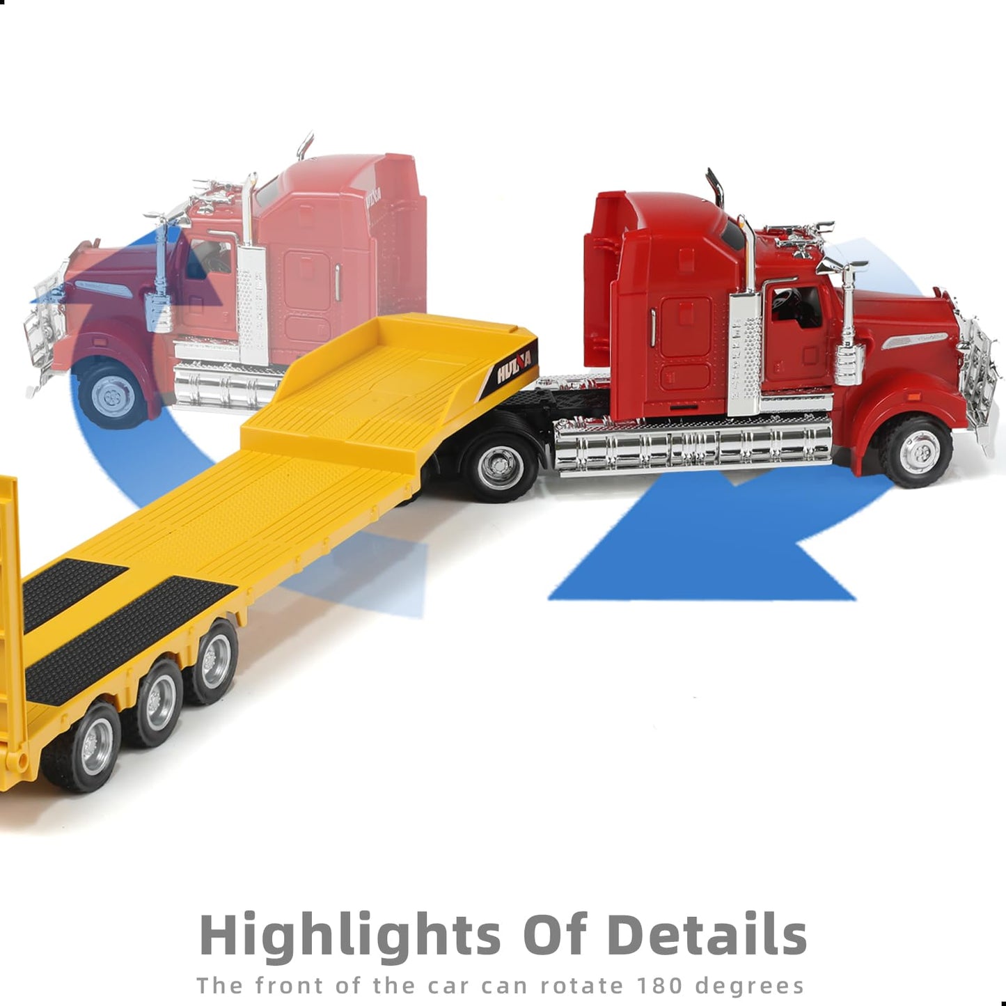 Risopen 1/50 Scale Kenworth W900 Truck with Flatbed Trailer – Diecast Model Toy