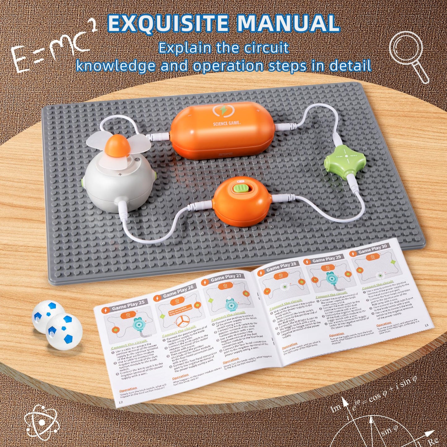 RISUNTOY Circuits Science Kit for Kids — 64 Projects, 25 Parts, No Soldering