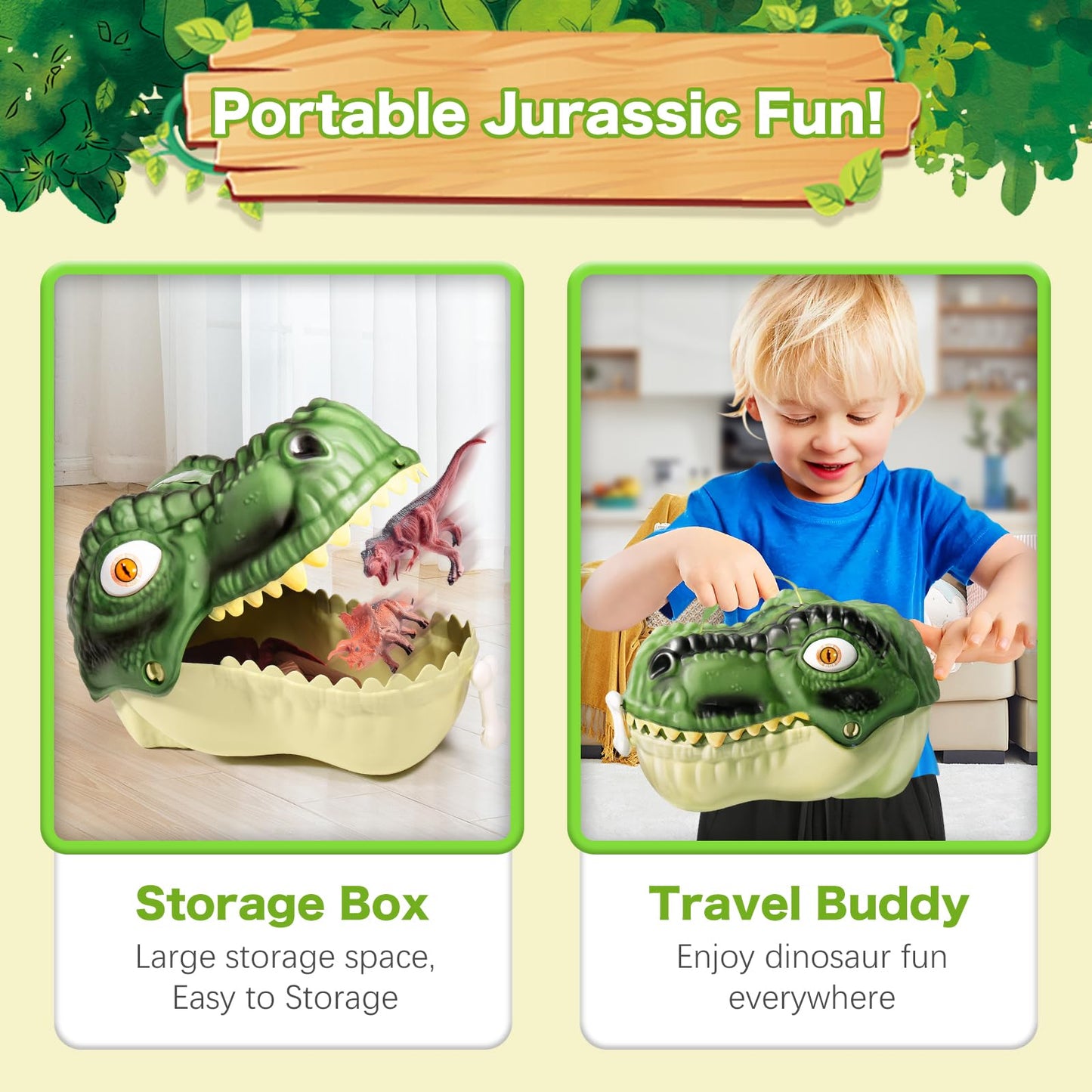 RISUNTOY Dinosaur Toys for Kids 3-5 | 45-Piece Realistic Jurassic Dinosaurs with Eggs, Trees & Fence Playset – Educational & Great Gift