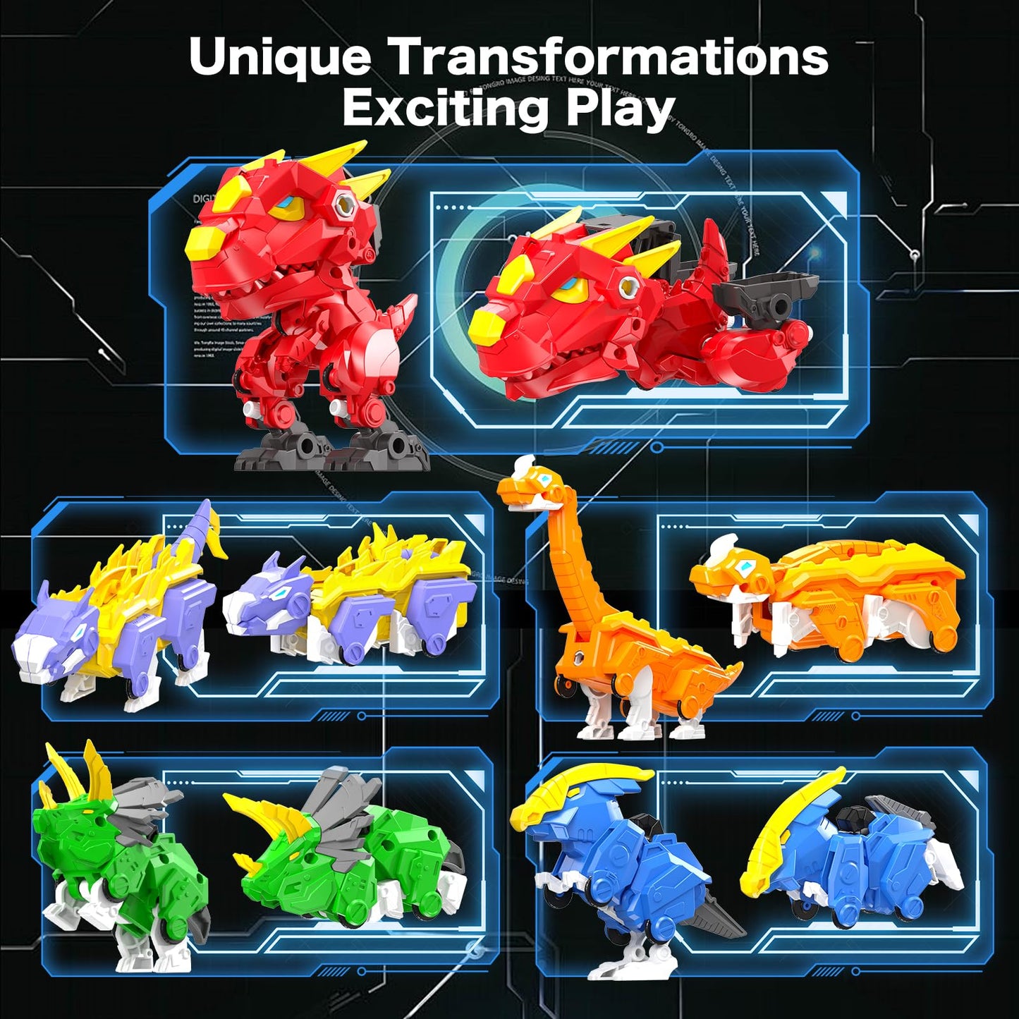 RISUNTOY 5-in-1 Transforming Dinosaur Robot Kit for Kids 6-8 | STEM Building Toy