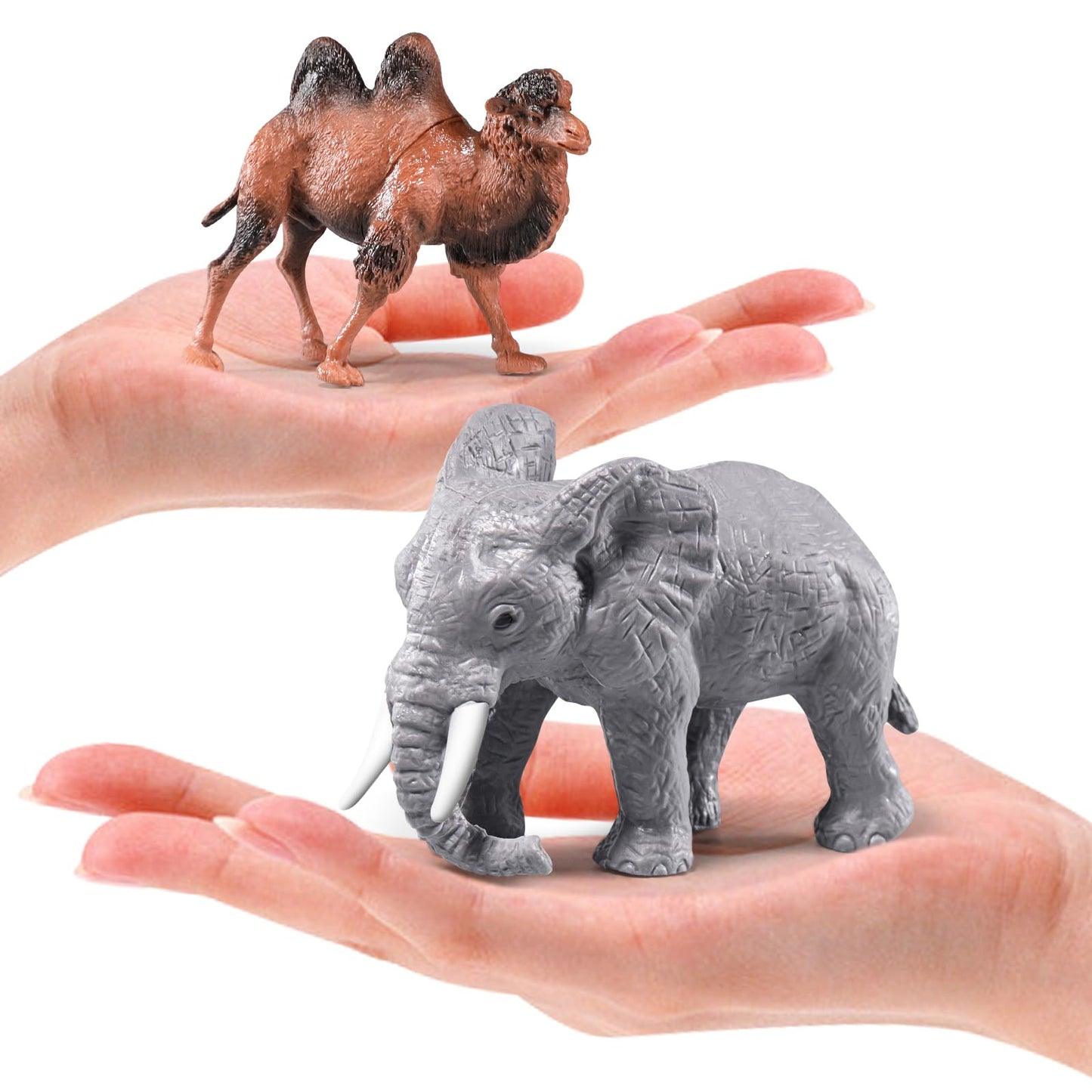 RISUNTOY Safari Animals Playset – 41-Piece Jungle Zoo Toys with Light-Up Lion Bin