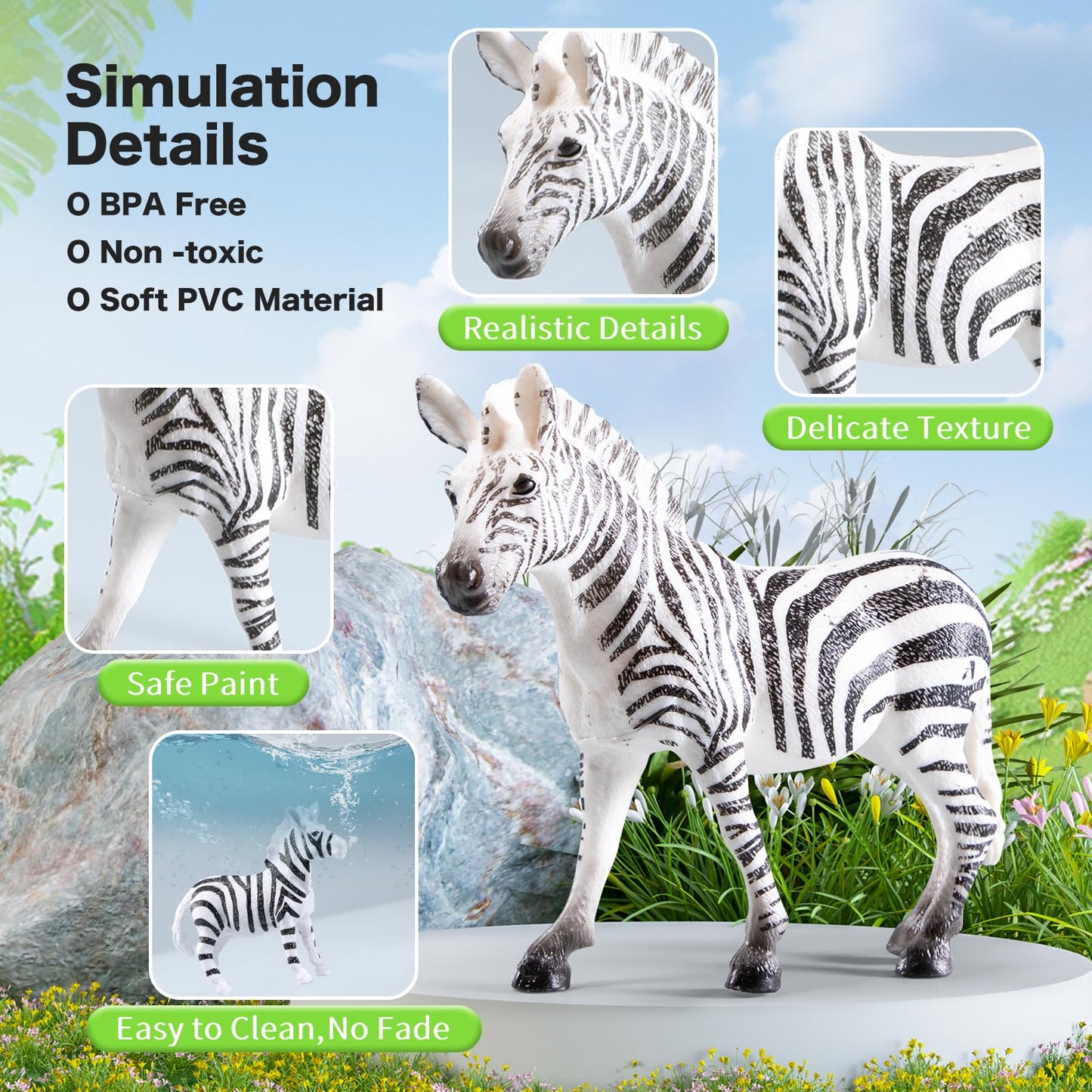RISUNTOY Safari Animals Playset – 41-Piece Jungle Zoo Toys with Light-Up Lion Bin
