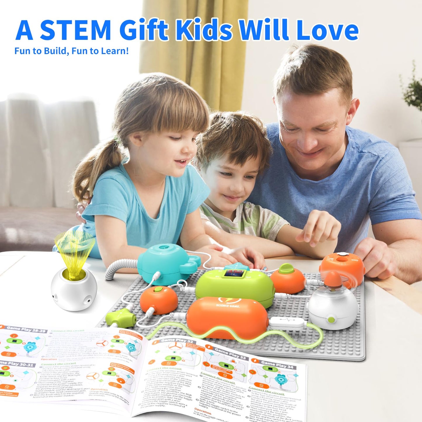 RISUNTOY STEM Kit for Kids – 31 Circuits, 300+ Projects, No Soldering