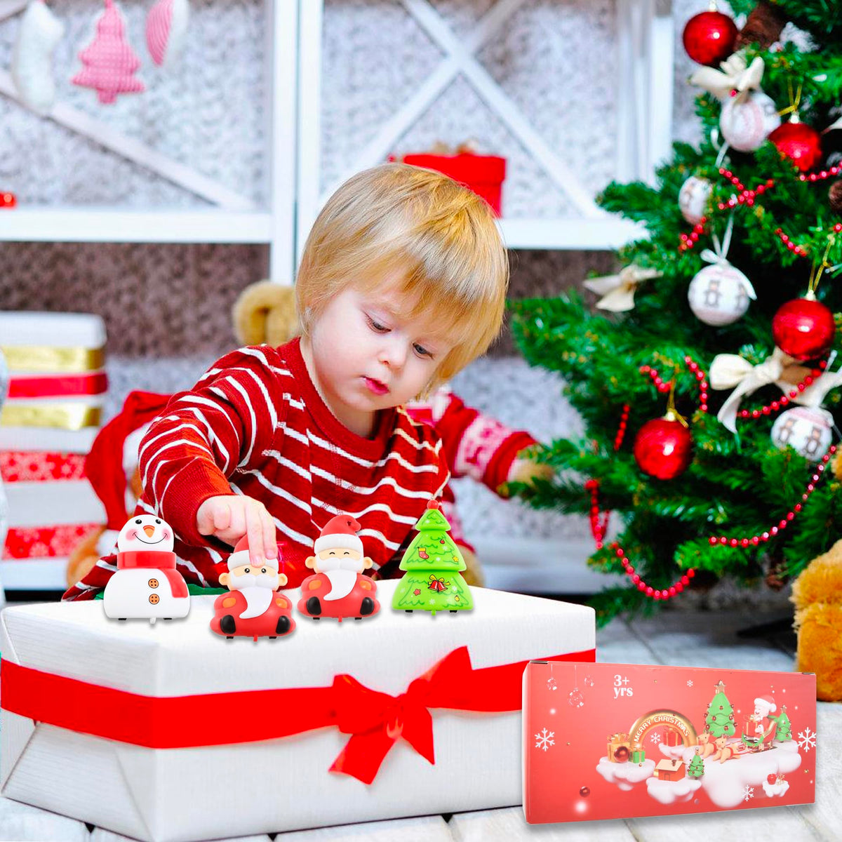 Ritastar Small Pull Back Car Set – 12 Xmas Mini Cars for Holiday Favors, Party Bags & Classroom Prizes