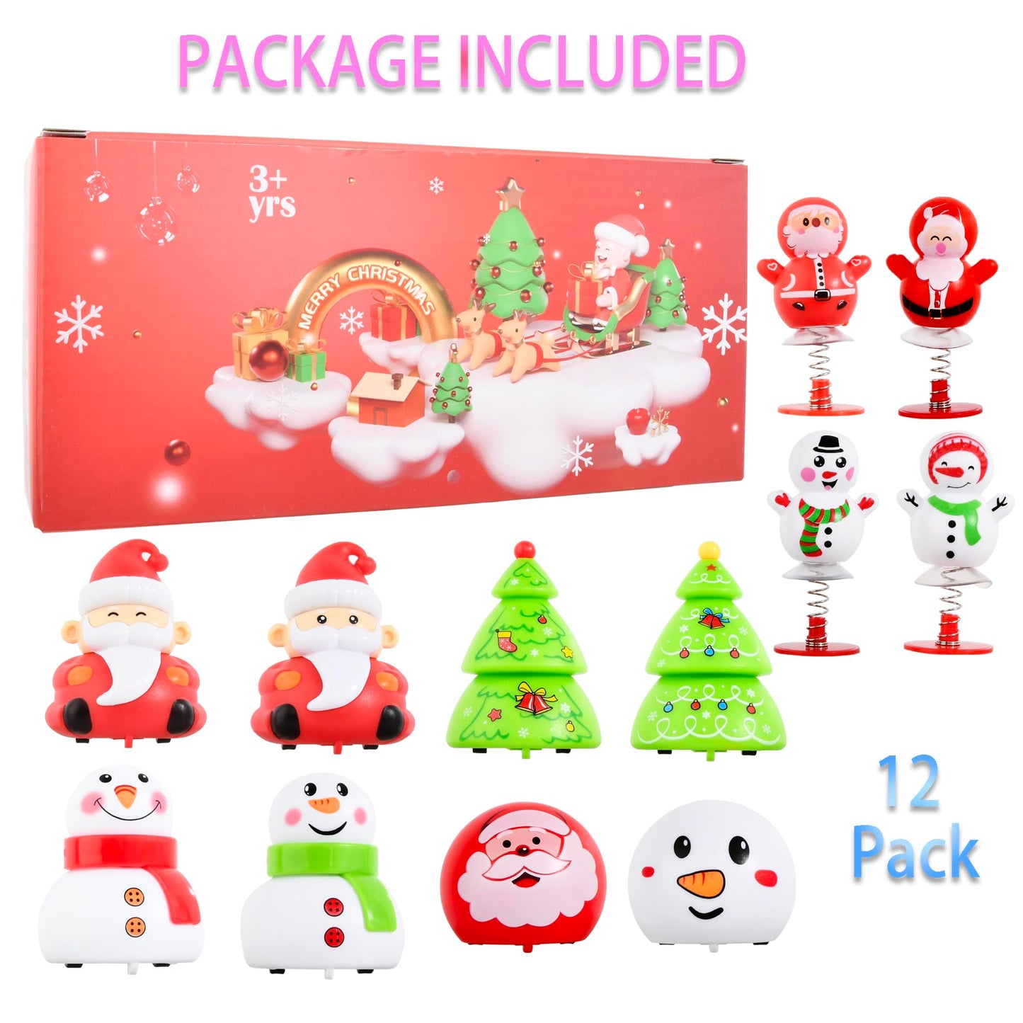 Ritastar Small Pull Back Car Set – 12 Xmas Mini Cars for Holiday Favors, Party Bags & Classroom Prizes