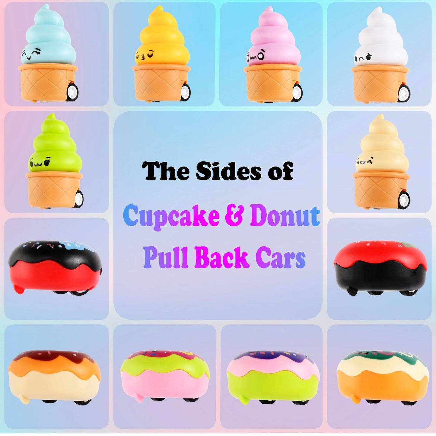 ritastar 12-Piece Donut & Cupcake Pull-Back Cars Set | Party Favors