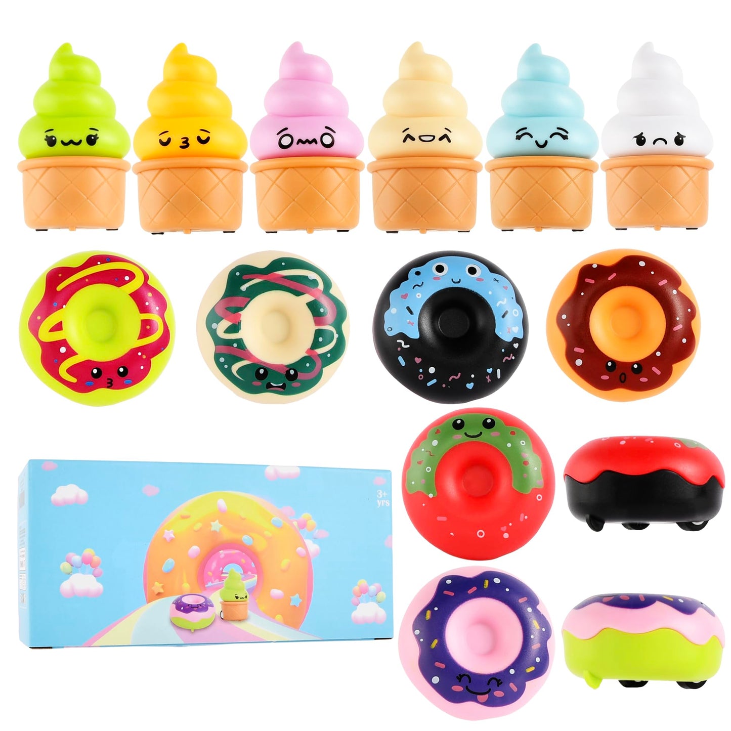 ritastar 12-Piece Donut & Cupcake Pull-Back Cars Set | Party Favors