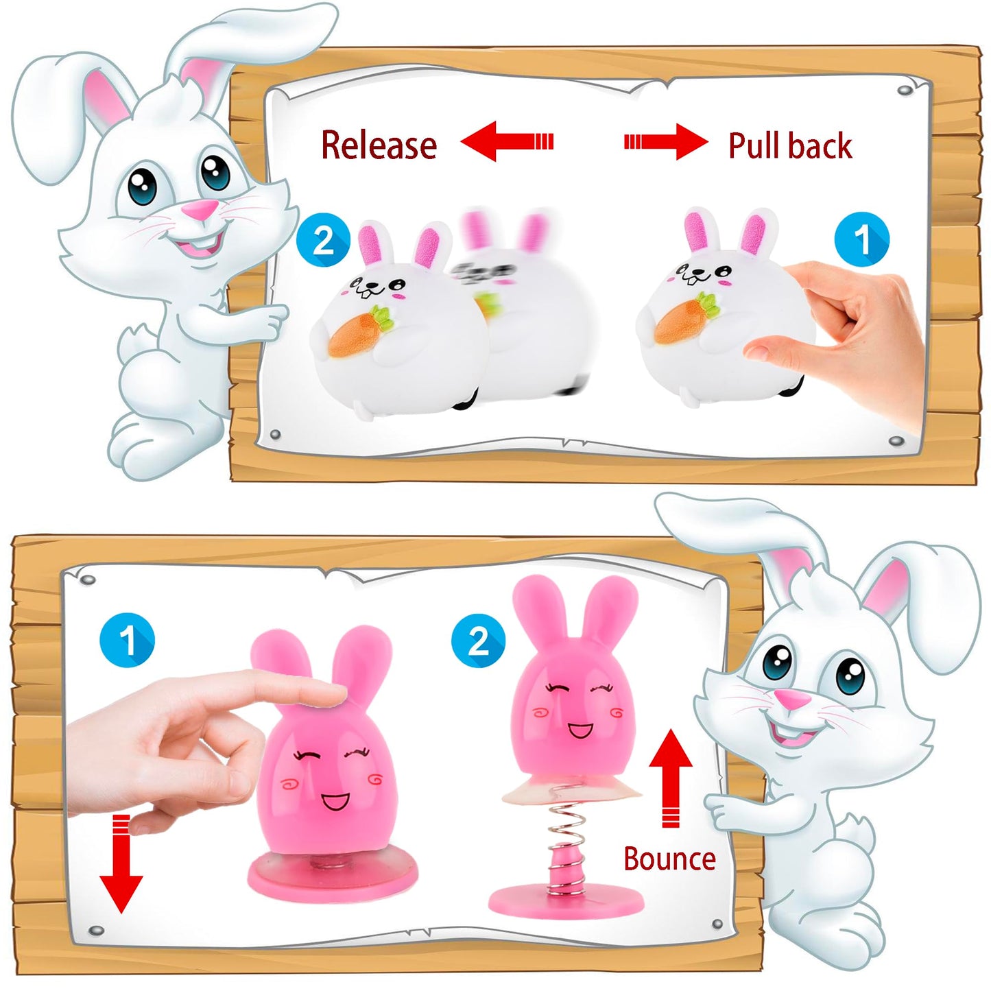 Ritistar Small Pull Back Bunny Cars Set – 12-Pack Easter Party Favors & Classroom Prizes