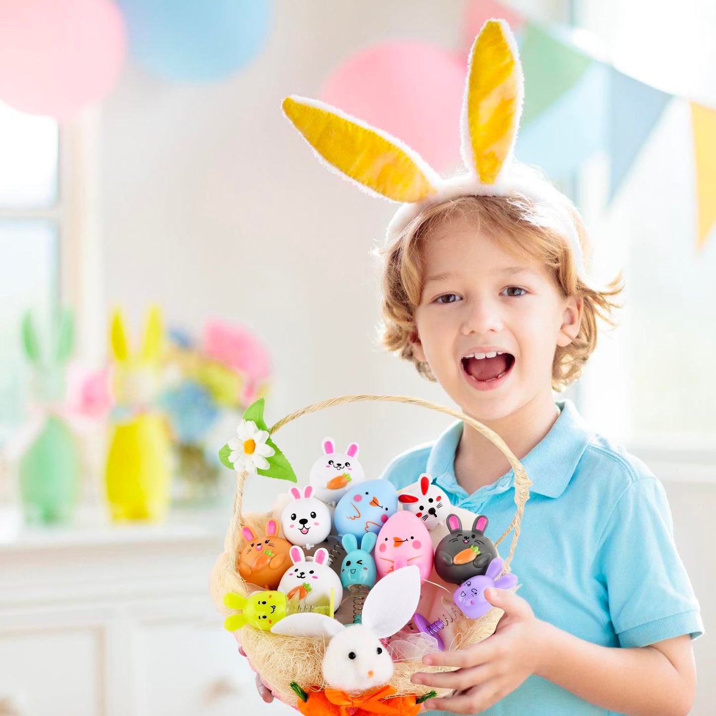 Ritistar Small Pull Back Bunny Cars Set – 12-Pack Easter Party Favors & Classroom Prizes