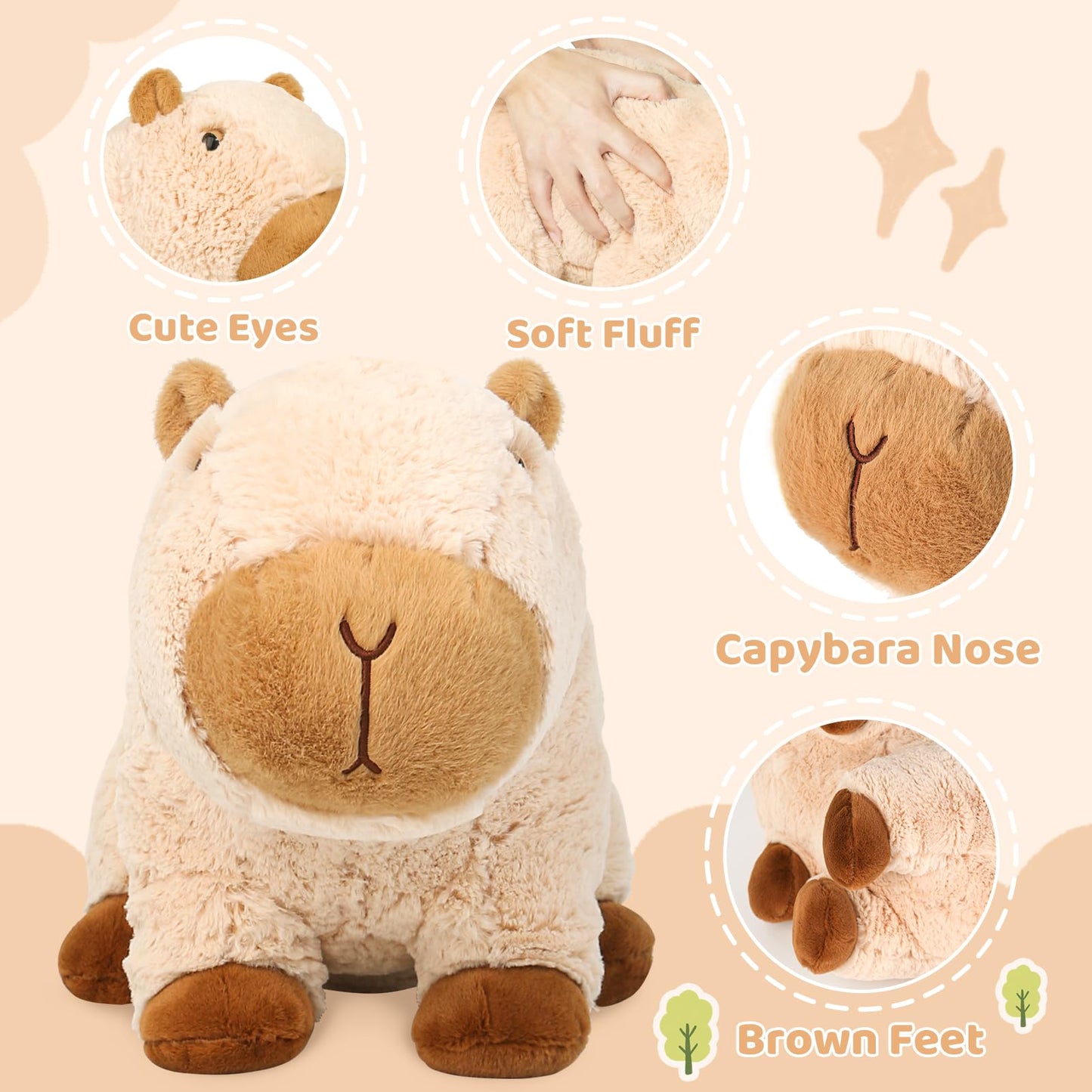Riuhot Cute Capybara Plush Pillow – 9in Kawaii Capybara Stuffed Animal