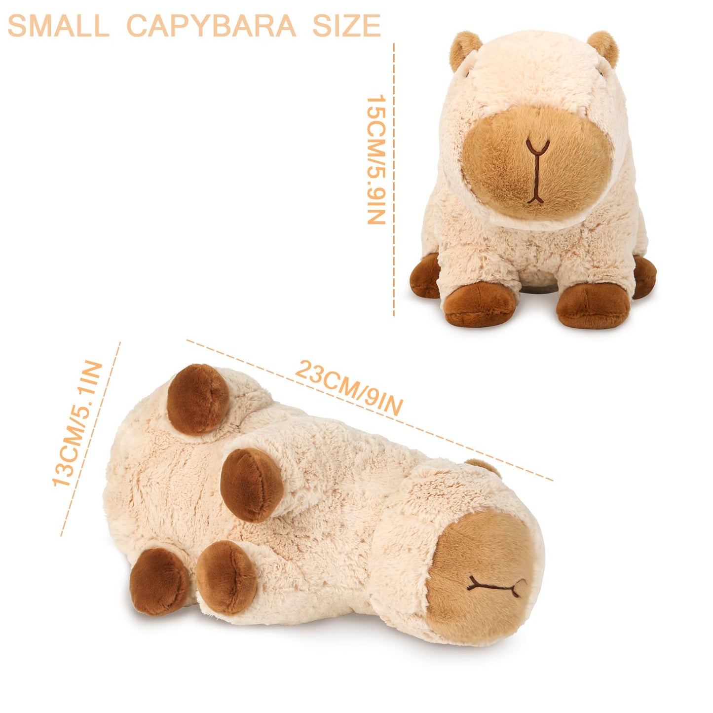 Riuhot Cute Capybara Plush Pillow – 9in Kawaii Capybara Stuffed Animal