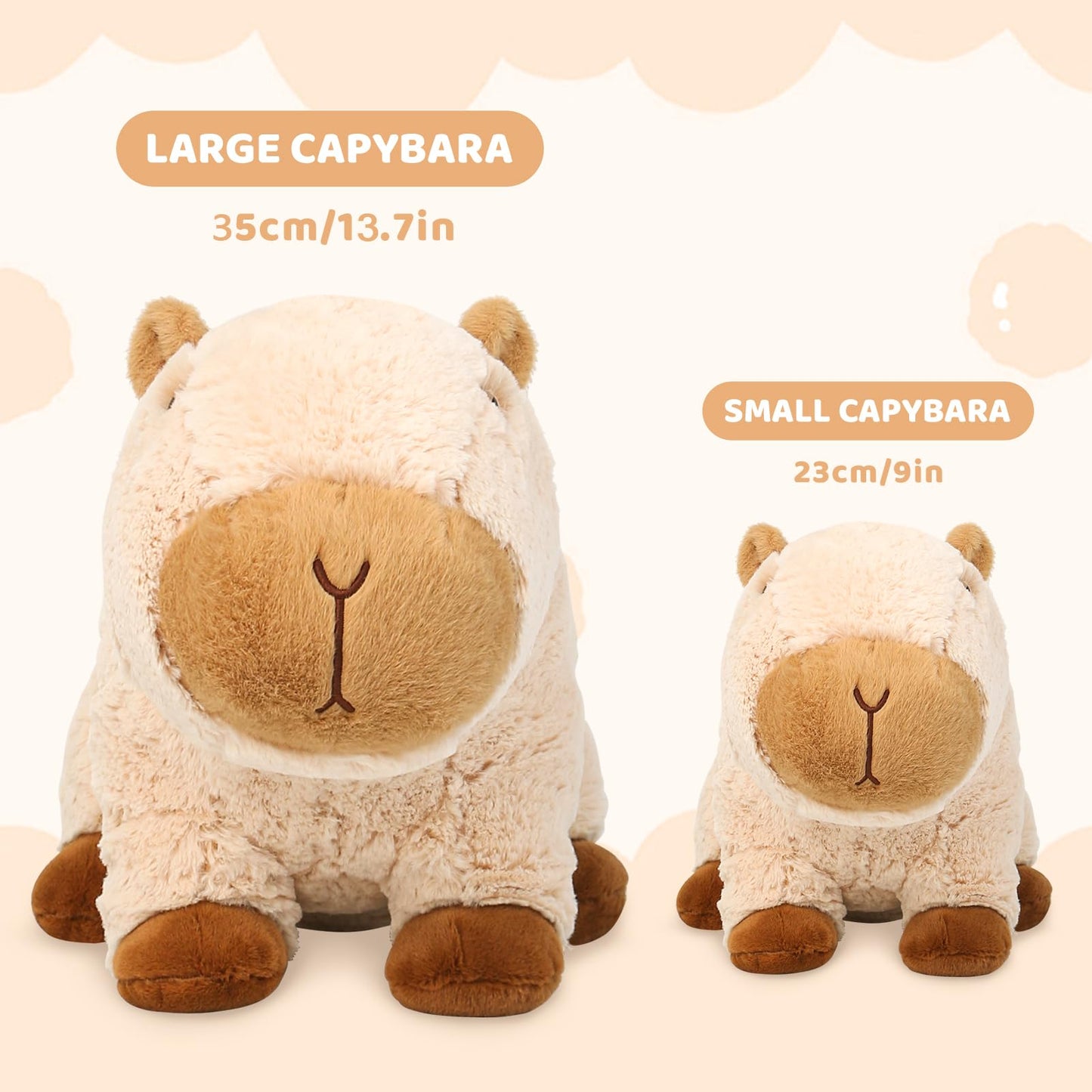 Riuhot Cute Capybara Plush Pillow – 9in Kawaii Capybara Stuffed Animal