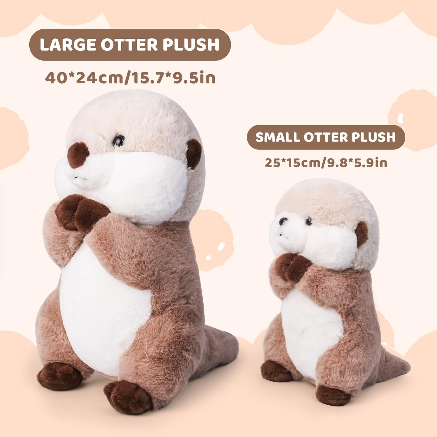 Riuhot Cute Otter Stuffed Animal – 15.7-Inch Plush Toy for Kids