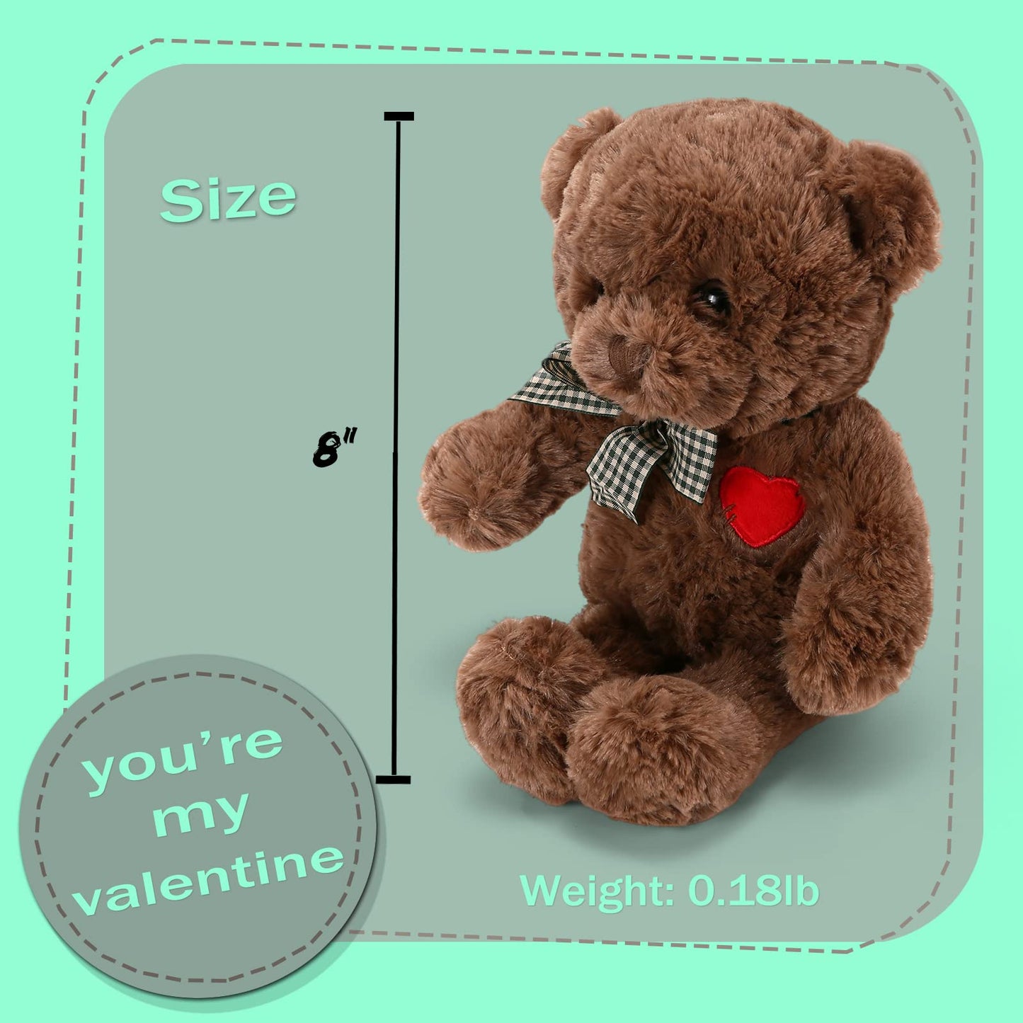 Riuhot Small Teddy Bear with Heart – Cute Plush Toy Gift
