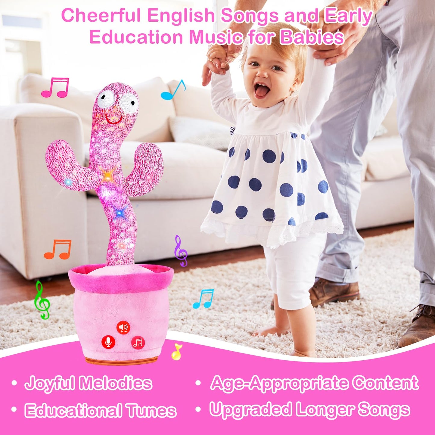 River Mill Rechargeable Dancing Talking Cactus Toy — 51 English Songs for Babies