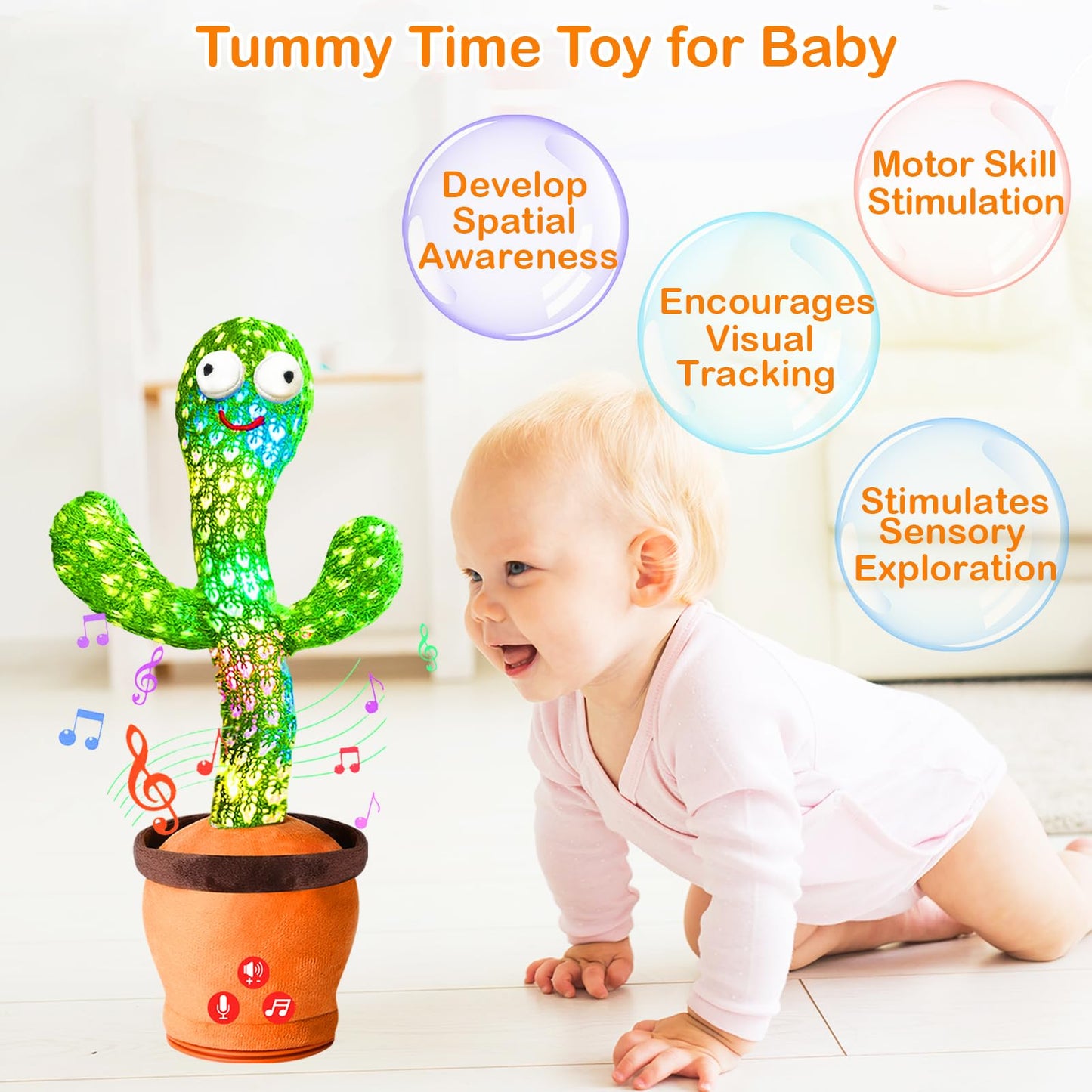 River Mill Rechargeable Dancing Talking Cactus Toy for Babies 18 Months+ | 51 English Songs
