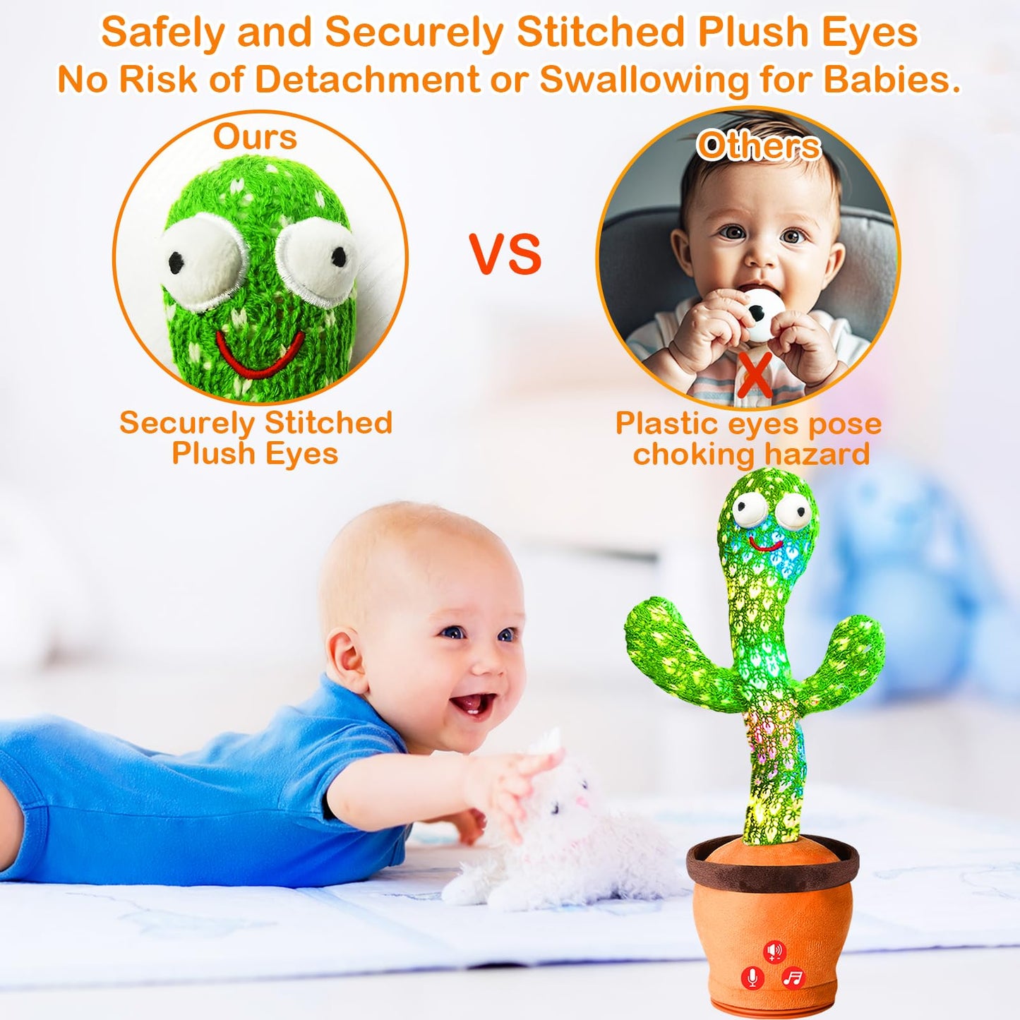 River Mill Rechargeable Dancing Talking Cactus Toy for Babies 18 Months+ | 51 English Songs