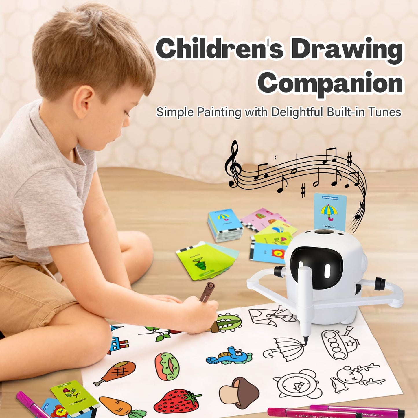 RIVGOT Drawing Robot for Kids – 150 Cards, Voice-Interactive Montessori Art Toy