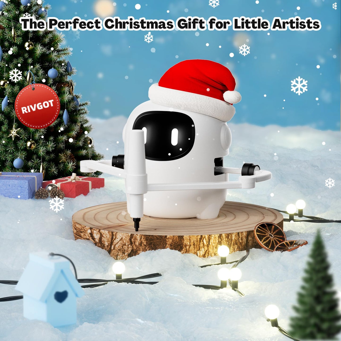 RIVGOT Drawing Robot for Kids – 150 Cards, Voice-Interactive Montessori Art Toy