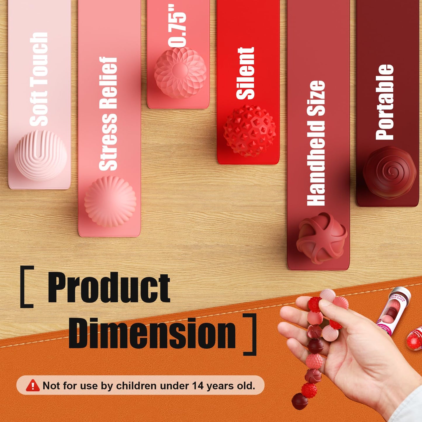 RIVGOT Silicone Magnetic Stress Relief Balls – 6-Pack Fidget Toys (2-Pack Red & Purple)