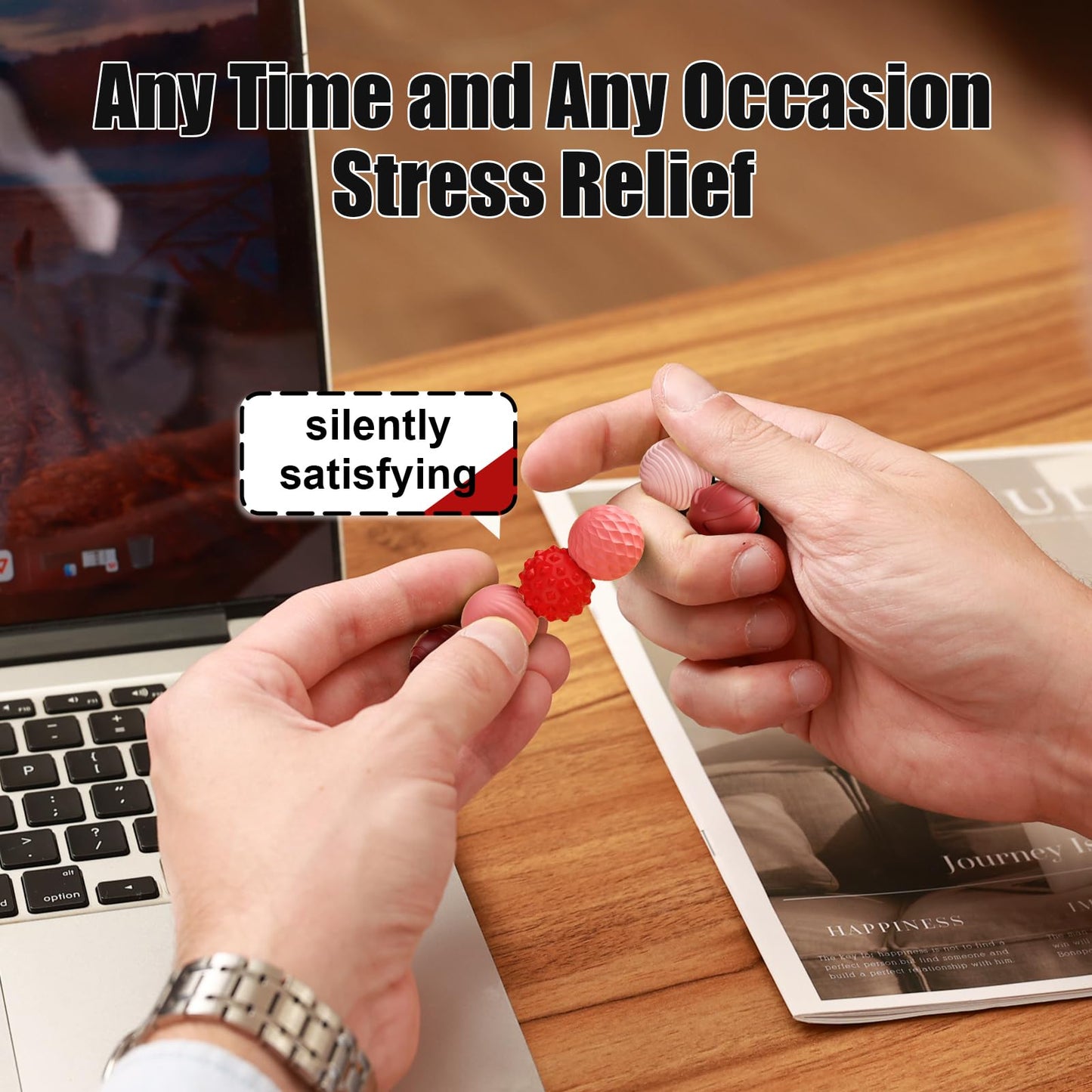 RIVGOT Silicone Magnetic Stress Relief Balls – 6-Pack Fidget Toys (2-Pack Red & Purple)