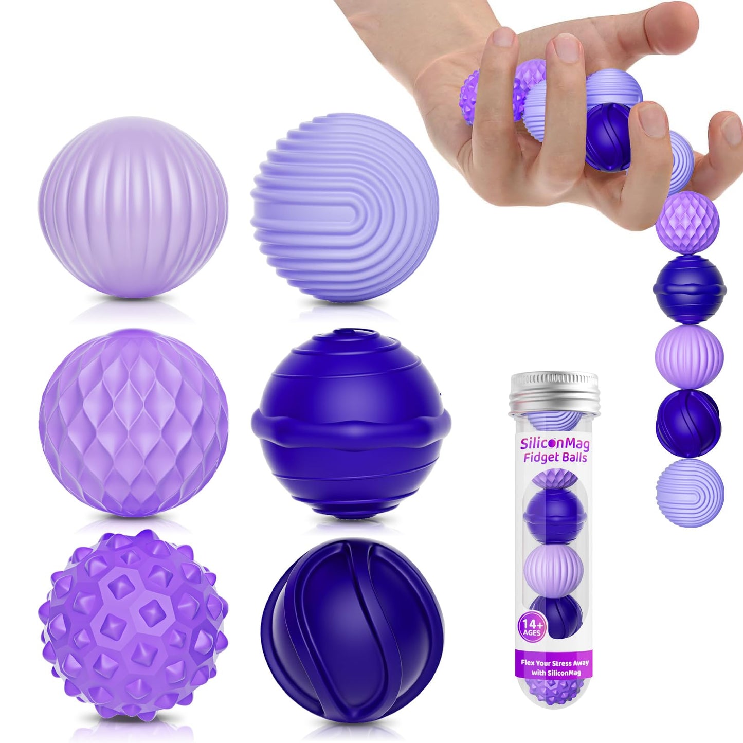 RIVGOT Silicone Magnetic Balls – 6-Pack Fidget Toys for Focus and Relaxation