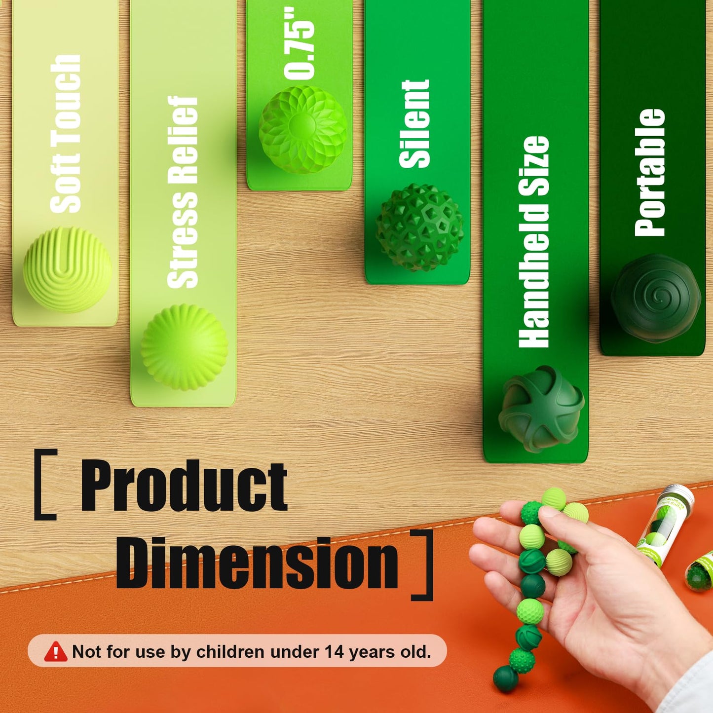 RIVGOT Silicone Magnetic Balls – 6-Pack Fidget Toy for Adults & Teens – Quiet, Textured Desk Toy (Green)