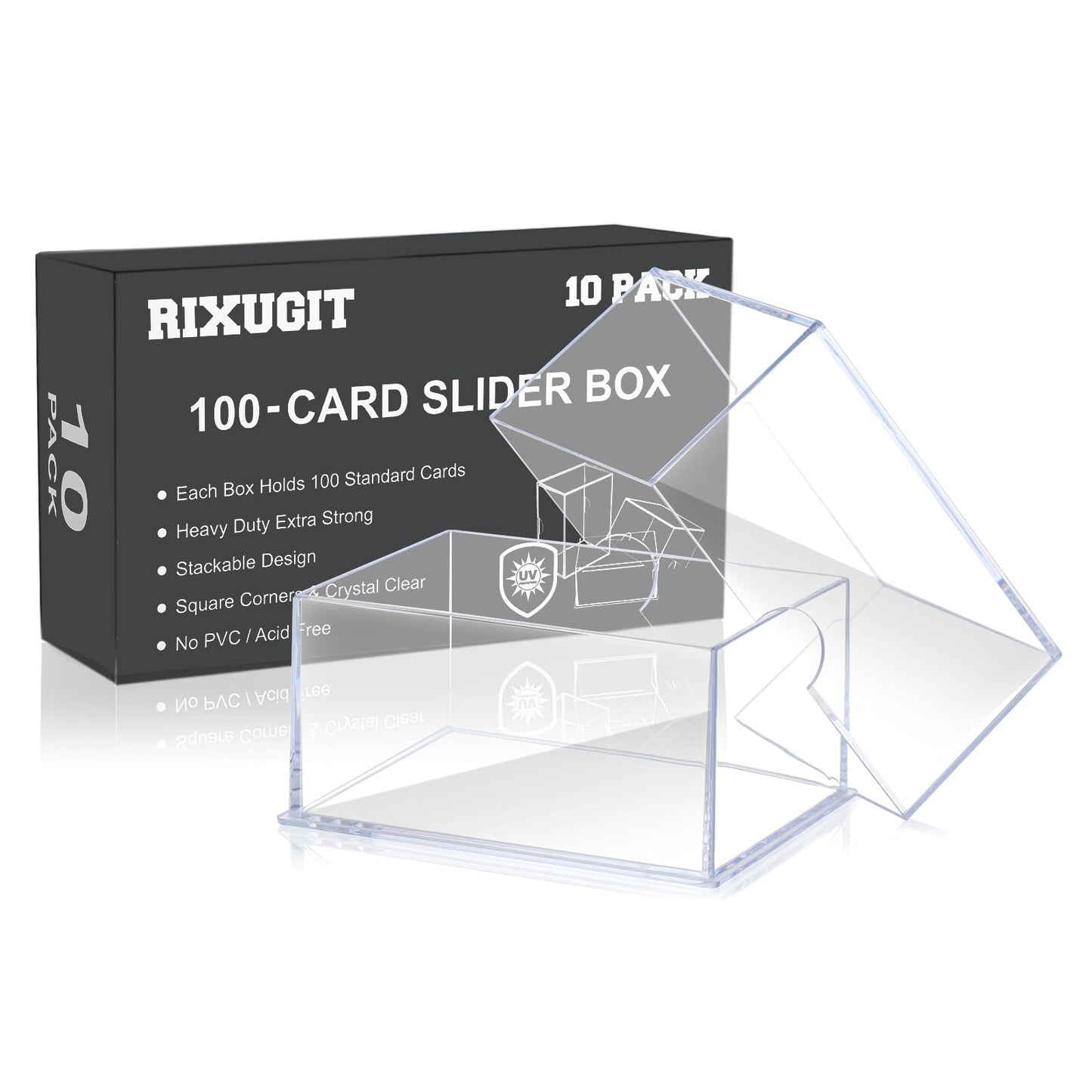 RIXUGIT 10-Pack Deck-Case Card Boxes | 100-Count 2-Piece Trading Card Storage
