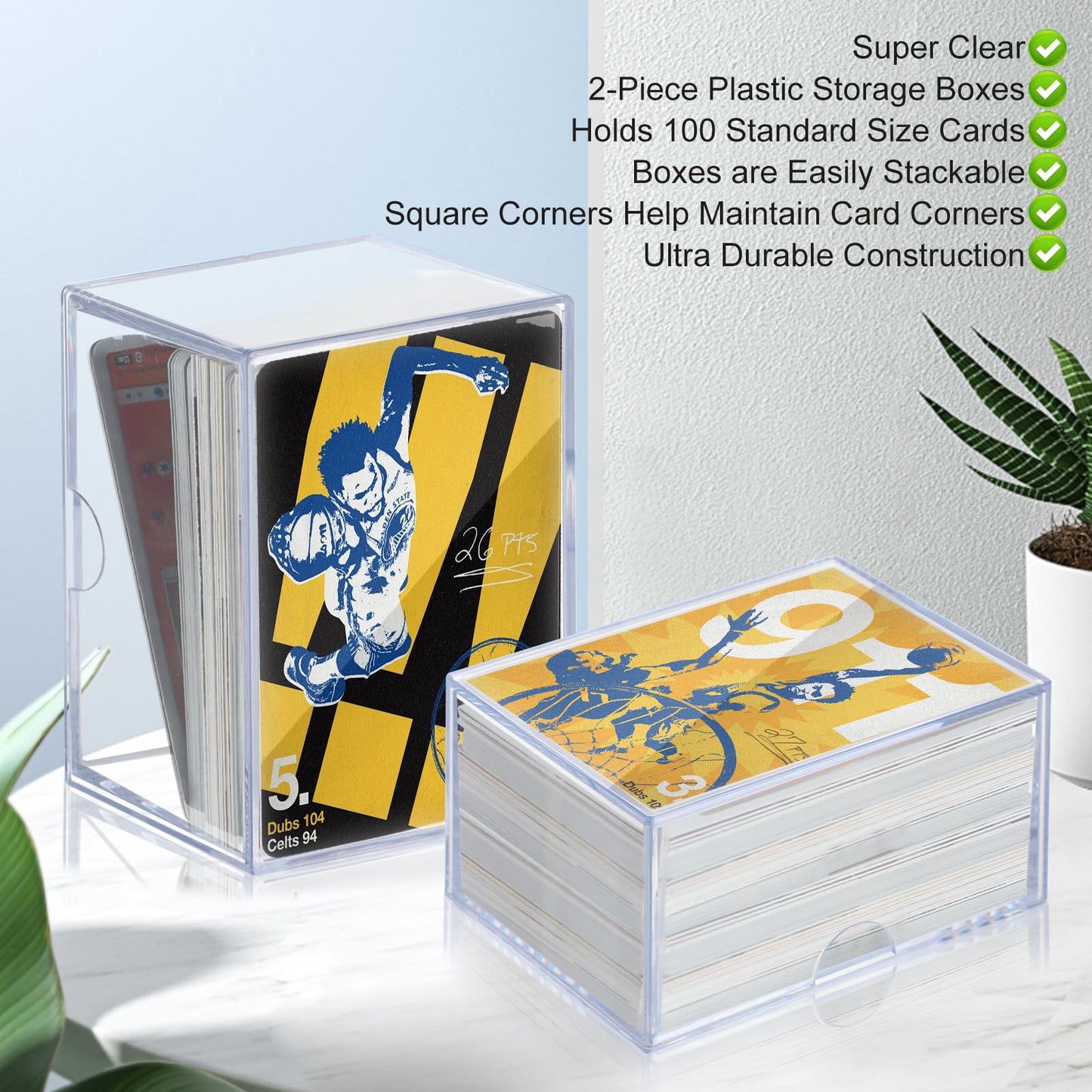 RIXUGIT 10-Pack Deck-Case Card Boxes | 100-Count 2-Piece Trading Card Storage