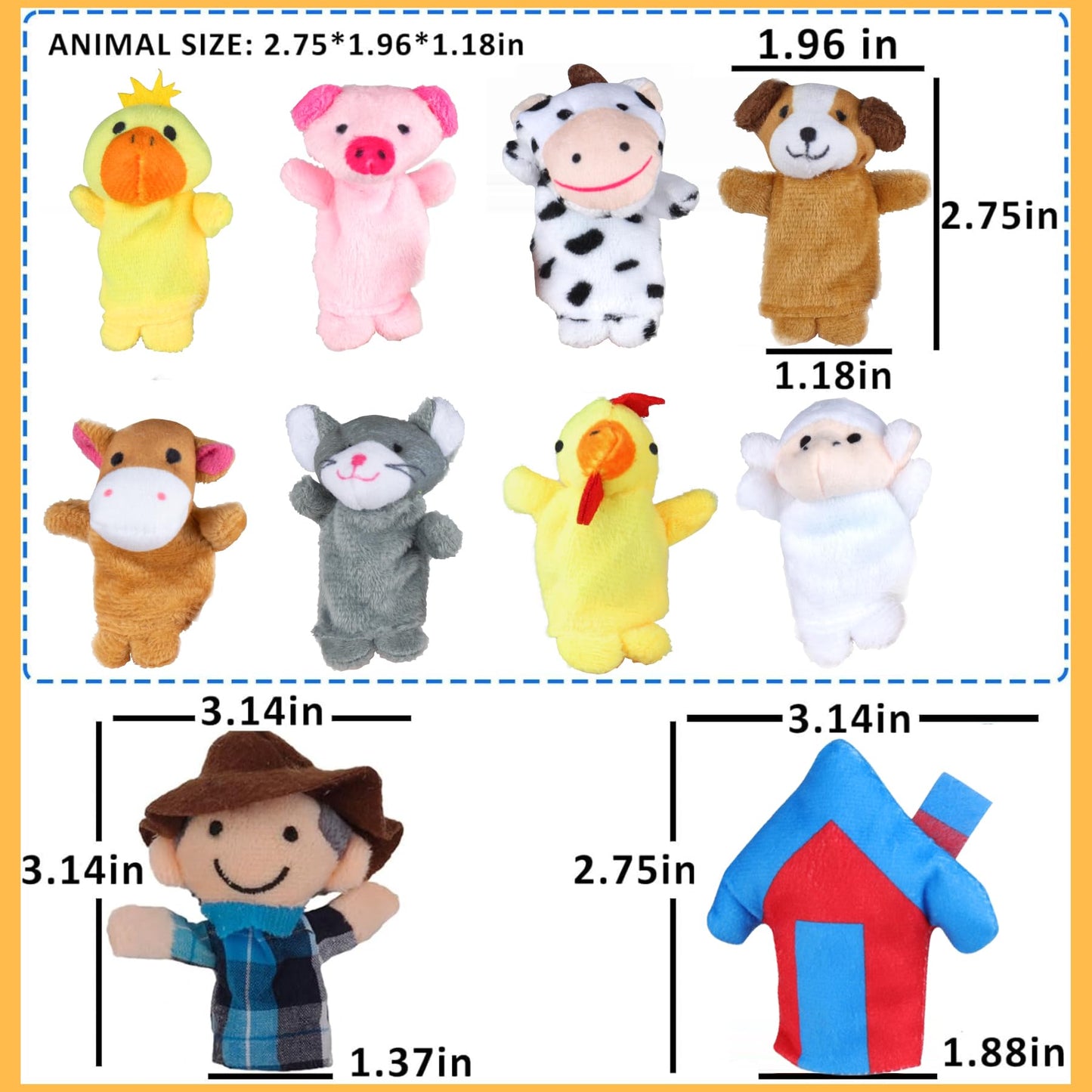 RIY 10Pcs Story Time Finger Puppets – Old Macdonald Farm Educational Puppets