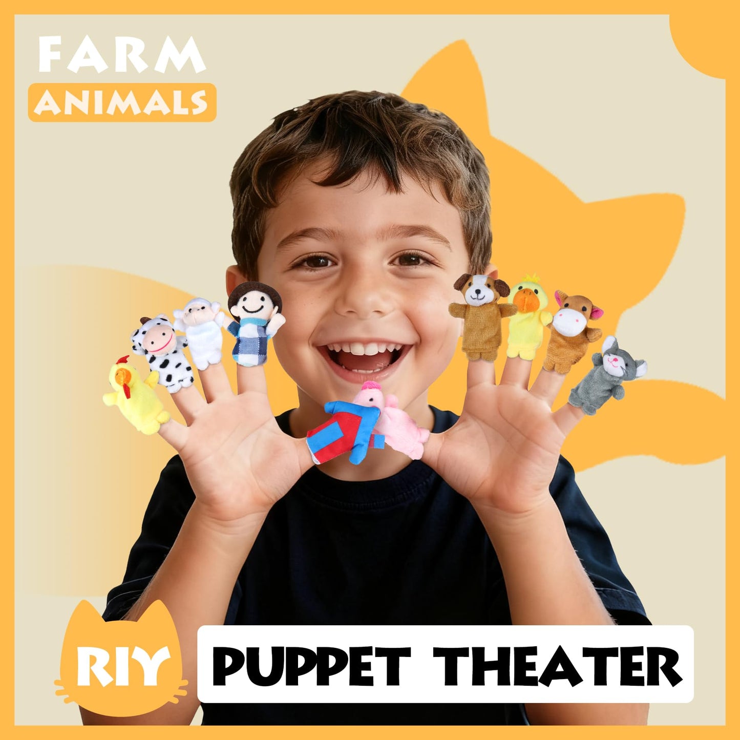 RIY 10Pcs Story Time Finger Puppets – Old Macdonald Farm Educational Puppets