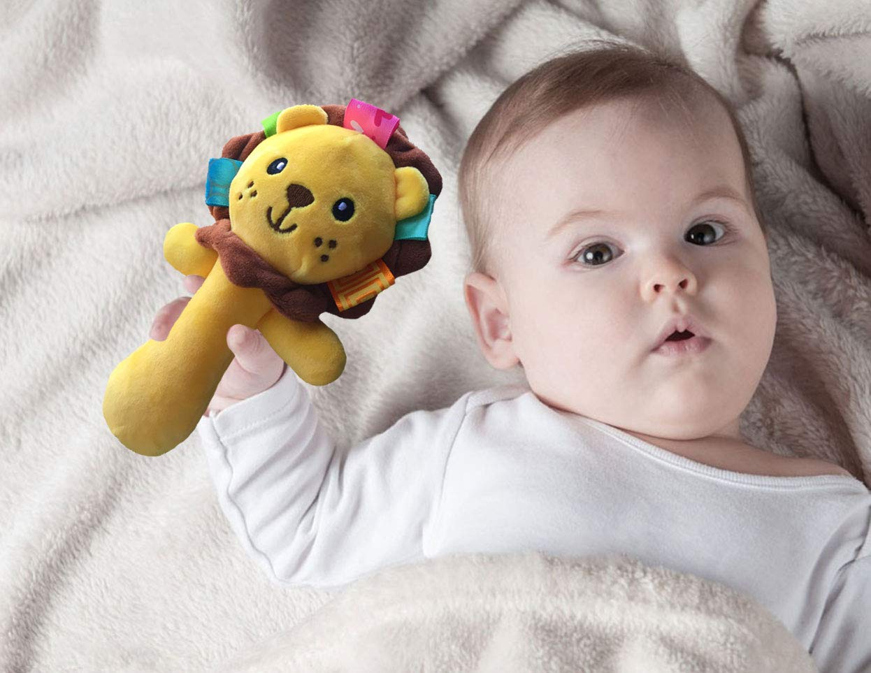 RIY Soft Baby Lion Rattle – Plush Hand Rattle Toy for Toddlers and Infants