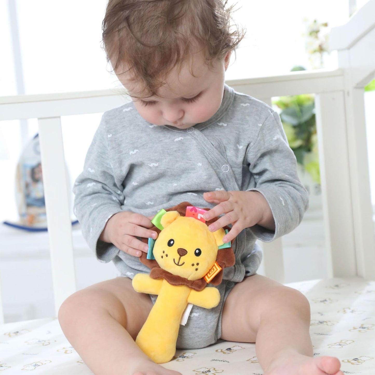 RIY Soft Baby Lion Rattle – Plush Hand Rattle Toy for Toddlers and Infants