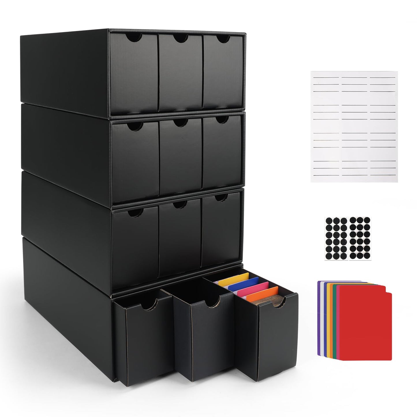 RLAVBL 12-600 CT Trading Card Storage Box with 48 Dividers - 12 Boxes, 7200+ Sleeved Card Capacity