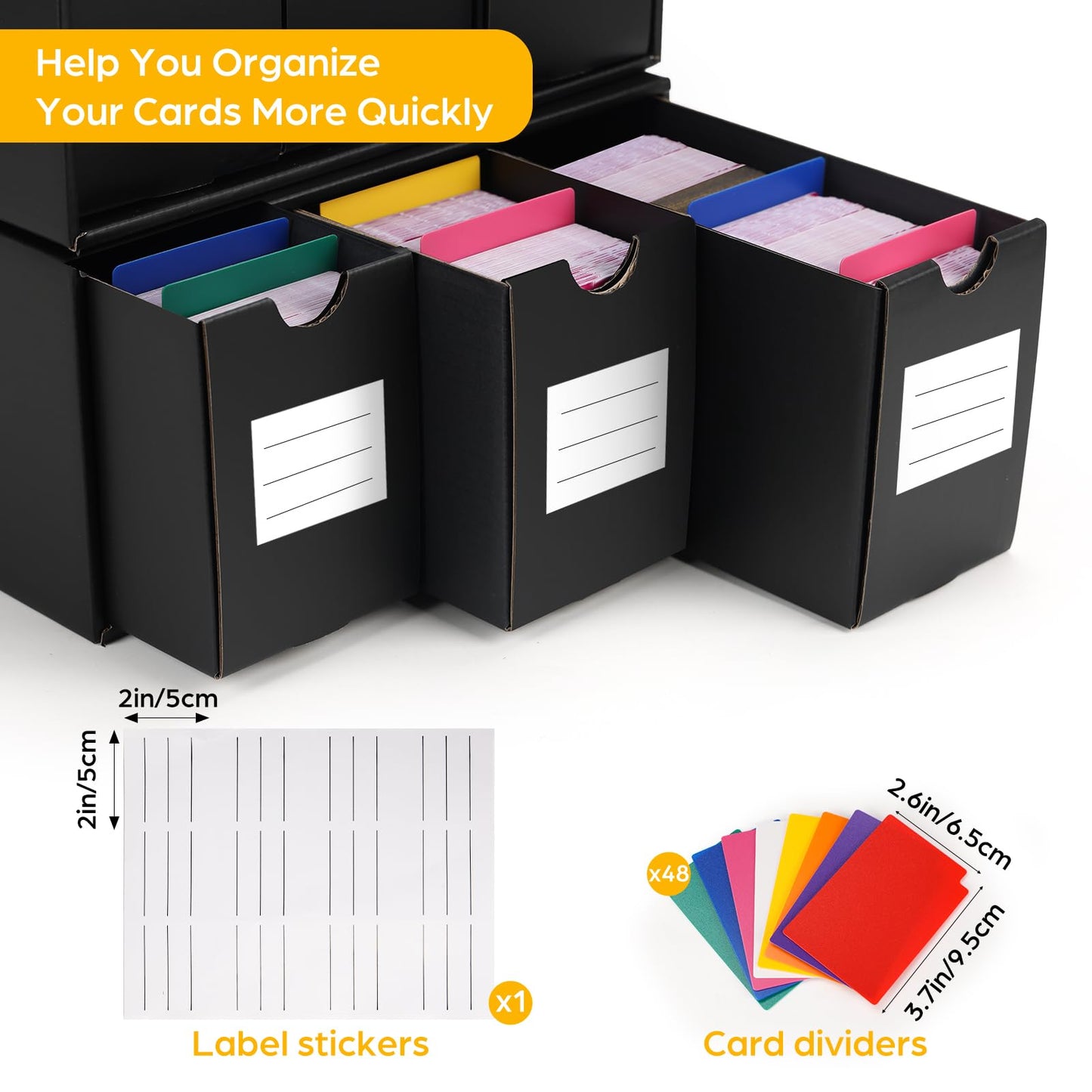 RLAVBL 12-600 CT Trading Card Storage Box with 48 Dividers - 12 Boxes, 7200+ Sleeved Card Capacity