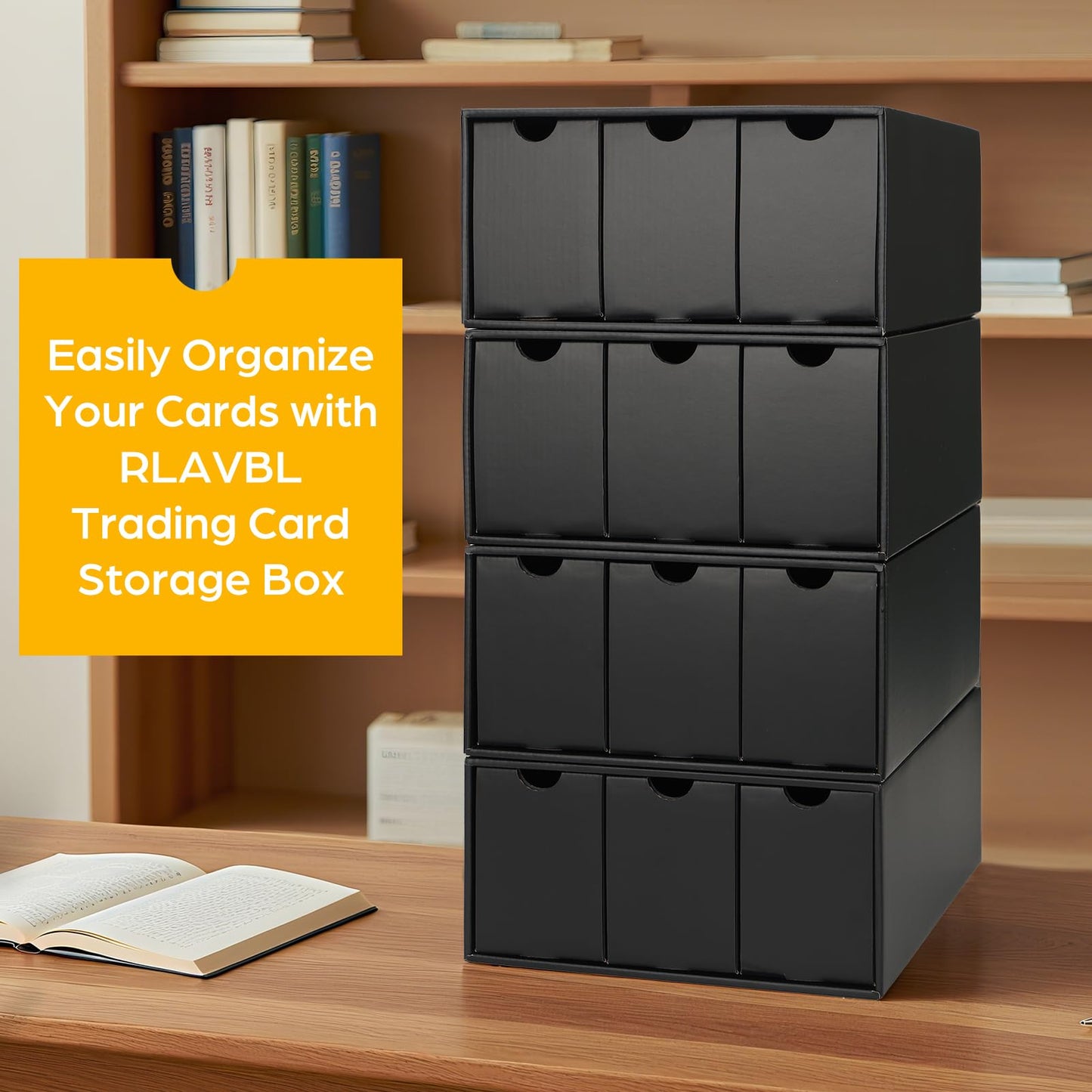 RLAVBL 12-600 CT Trading Card Storage Box with 48 Dividers - 12 Boxes, 7200+ Sleeved Card Capacity