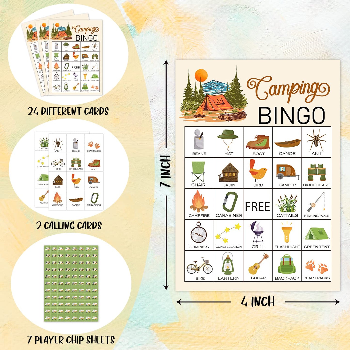 RLCNOT Camping Bingo Game – 24-Player Set for Outdoor & Indoor Parties