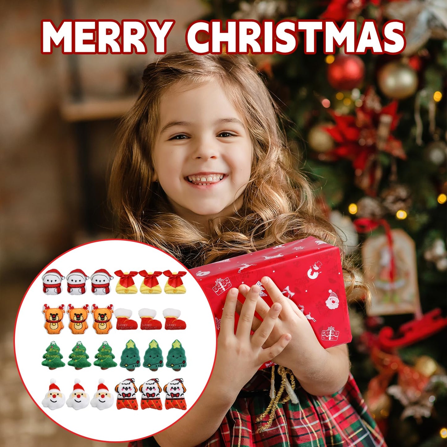 RLXGCZ 24 Pcs Christmas Mini Plushies Set – Santa, Reindeer, Snowman & More