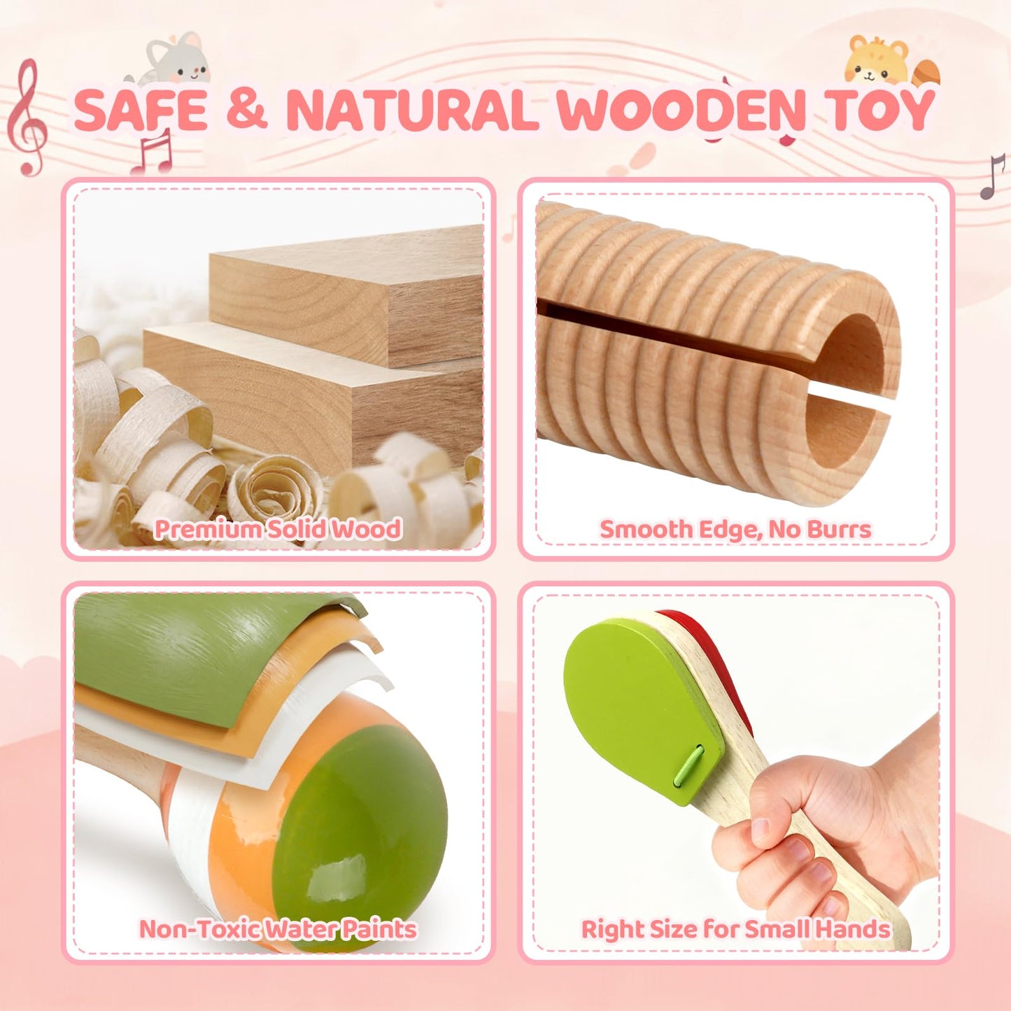Rmischolar Baby Musical Instruments – Montessori Wooden Toys for Toddlers 1-3 (Rainbow)