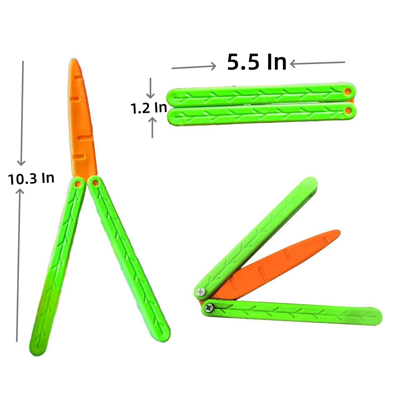 RMISODO Carrot Butterfly Fidget Knife Toy – 2-Pack, Green, 3D-Printed, Durable