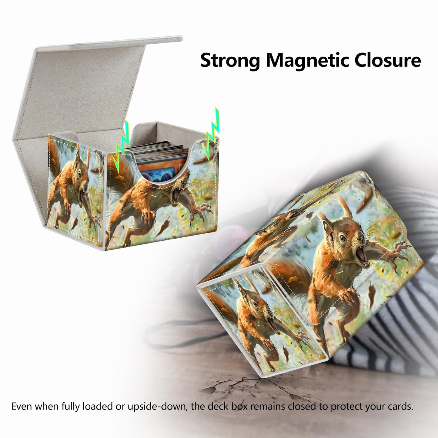 RMJKXQZG Strong Magnet MTG Deck Box | 200+ Cards, PU Leather, Portable