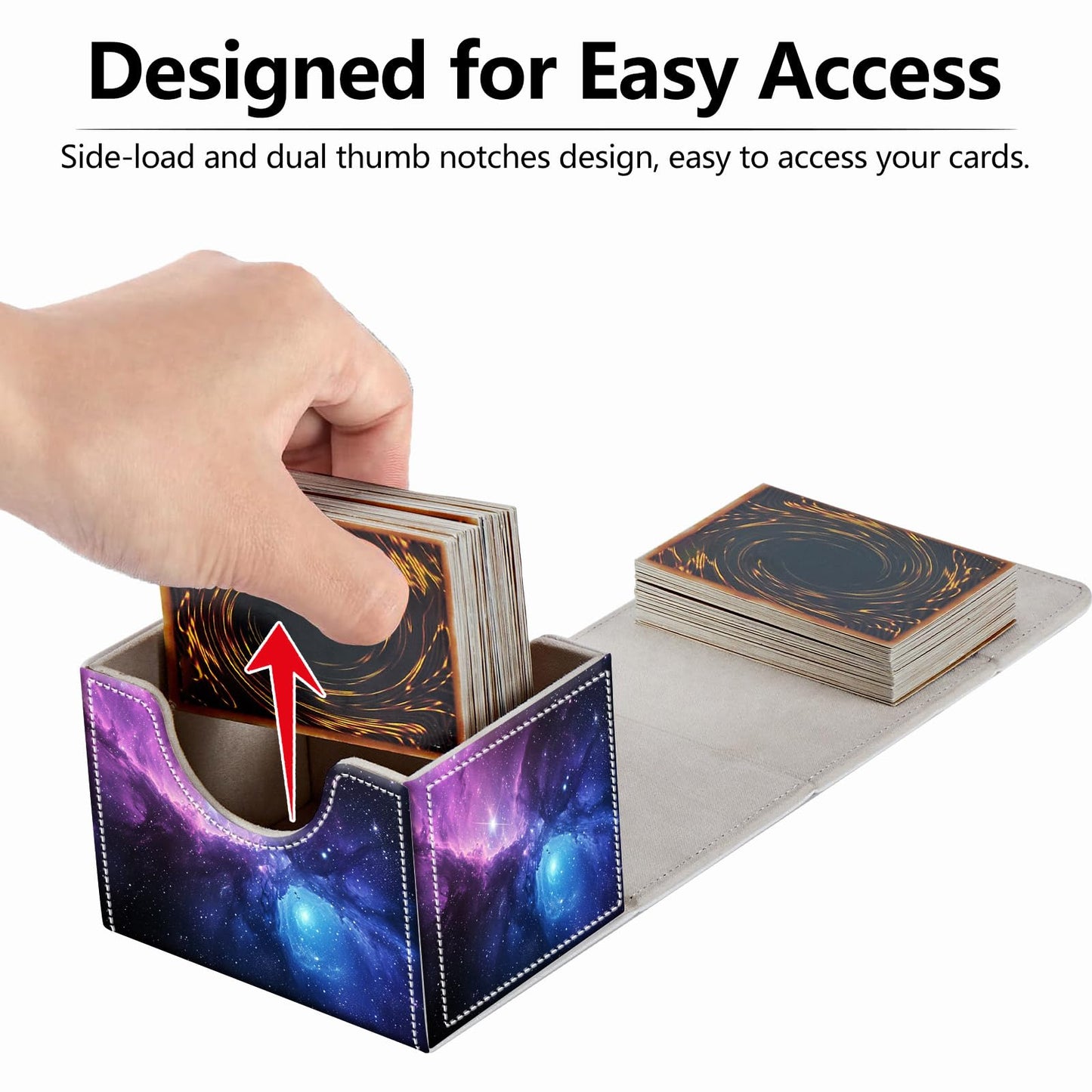 RMJKXQZG Strong Magnet Card Box Deck Case – 200+ Cards, Purple Galaxy Sky