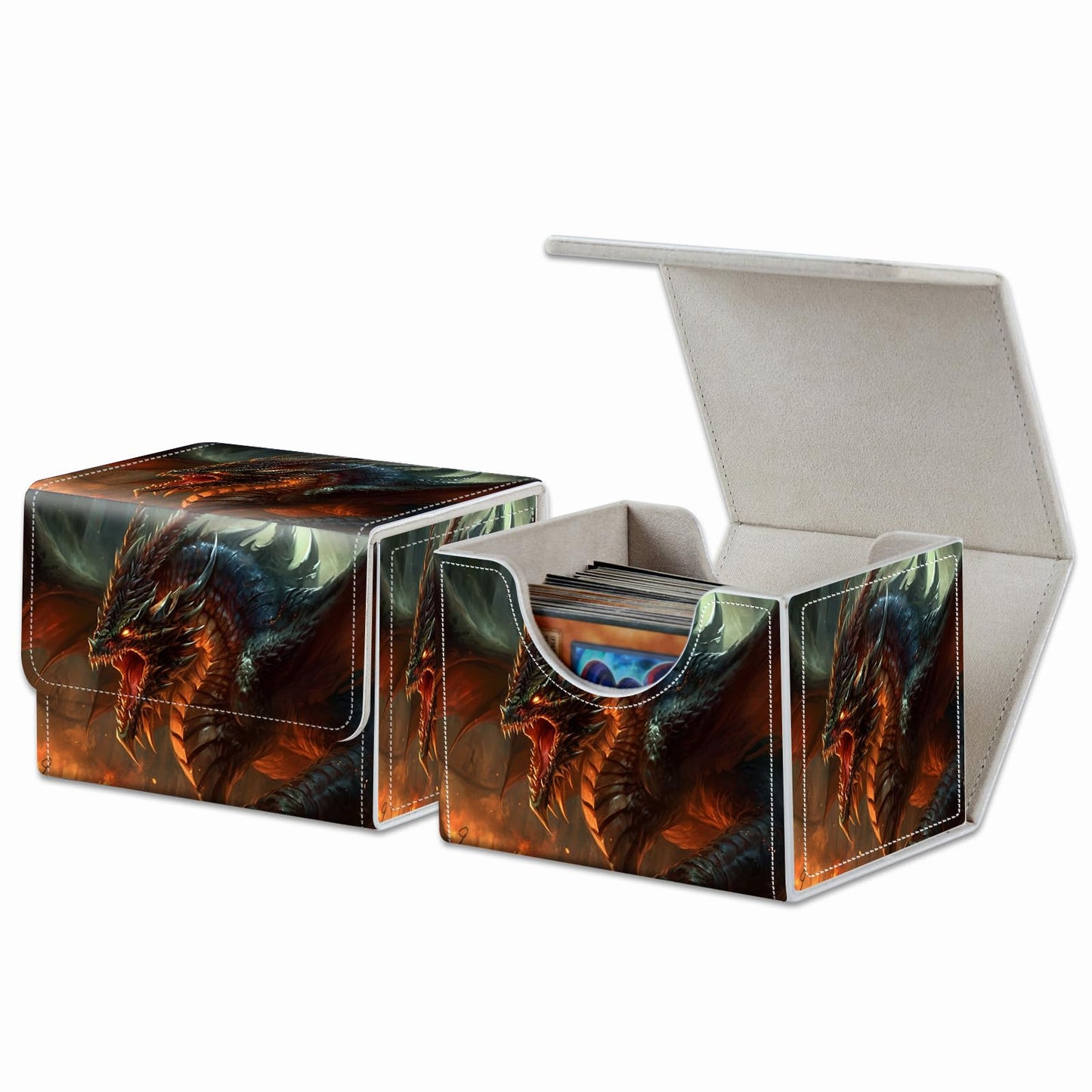 RMJKXQZG Dragon Flame Scales Magnet Card Box – MTG/TCG Deck Box Up to 200 Cards