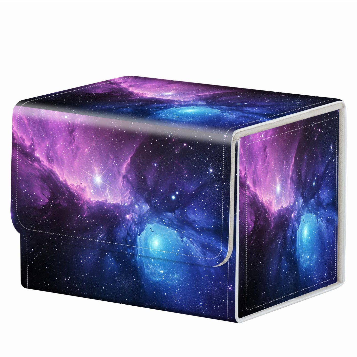 RMJKXQZG Strong Magnet Card Box Deck Case – 200+ Cards, Purple Galaxy Sky