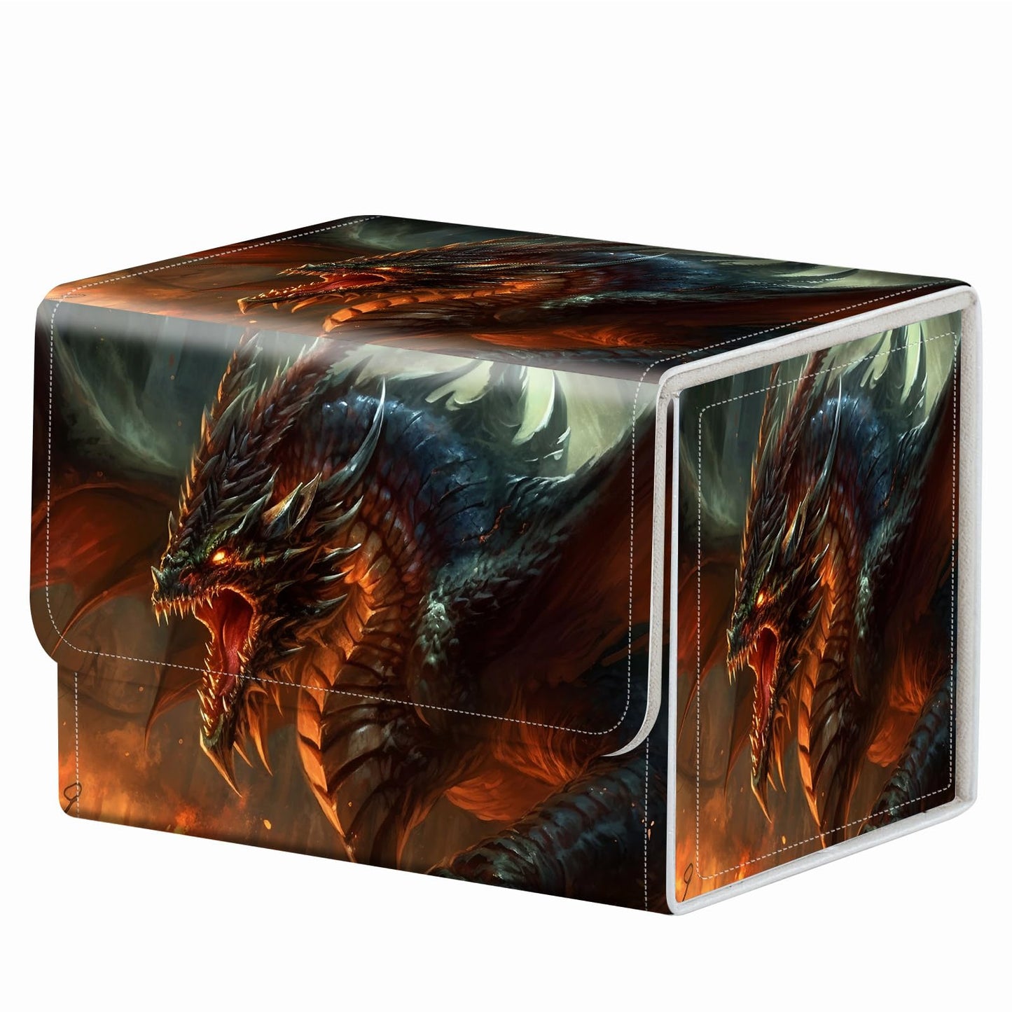 RMJKXQZG Dragon Flame Scales Magnet Card Box – MTG/TCG Deck Box Up to 200 Cards