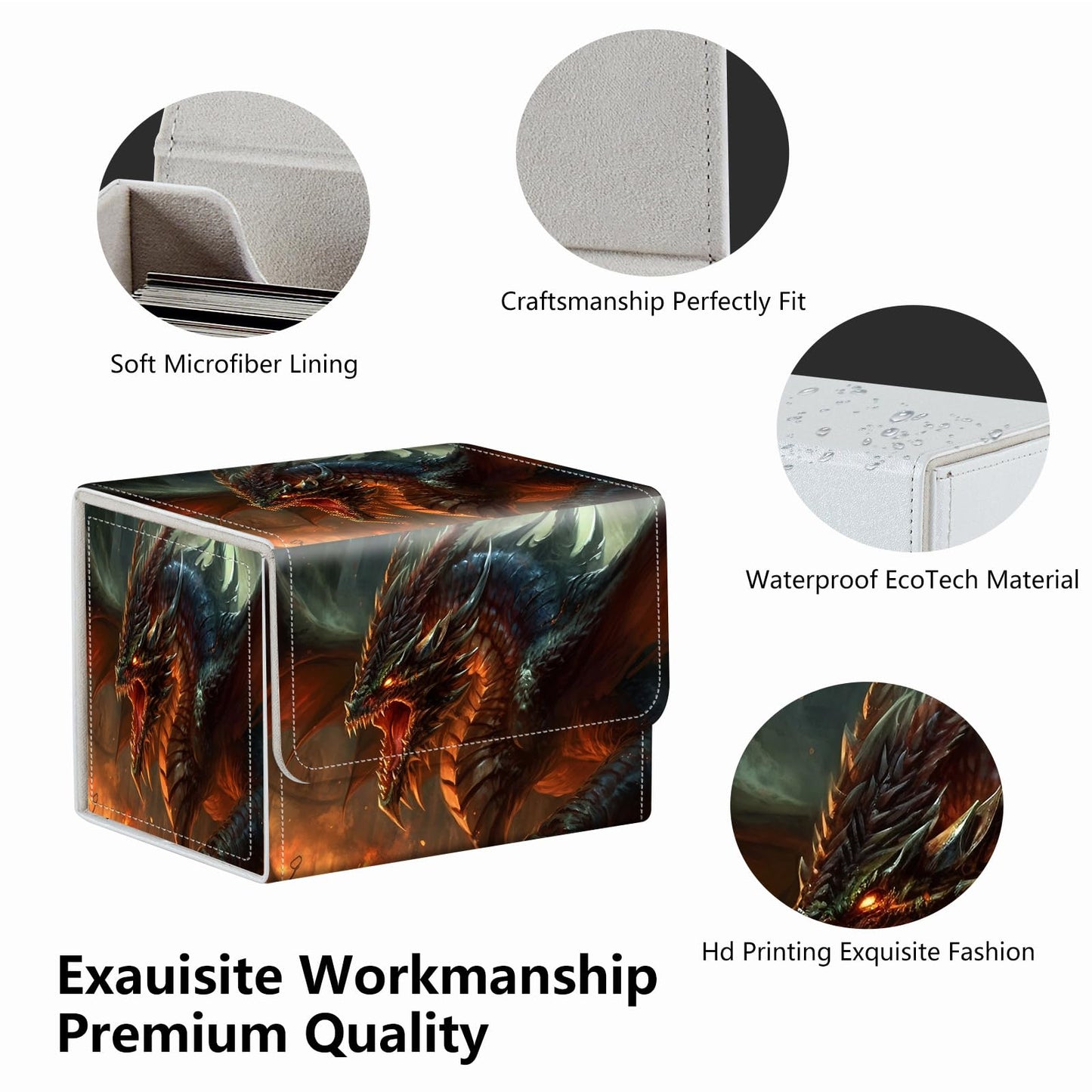 RMJKXQZG Dragon Flame Scales Magnet Card Box – MTG/TCG Deck Box Up to 200 Cards