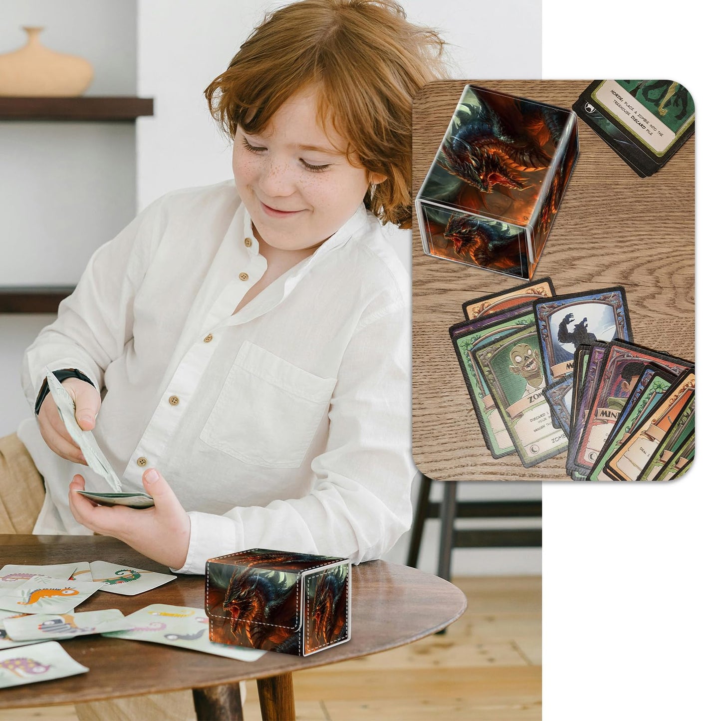 RMJKXQZG Dragon Flame Scales Magnet Card Box – MTG/TCG Deck Box Up to 200 Cards